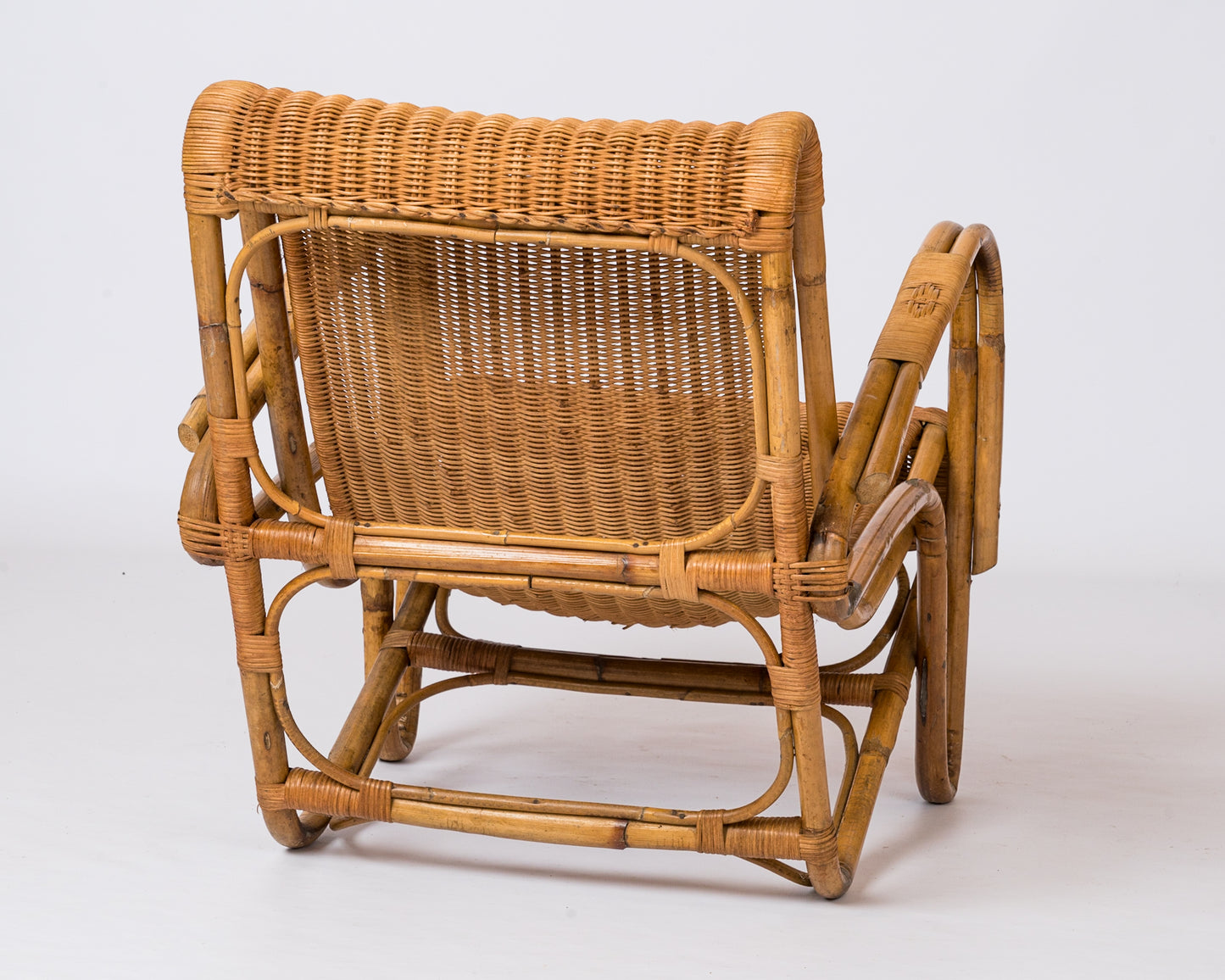 Rattan & Wicker Armchair att. Louis Baillon - France 1960's