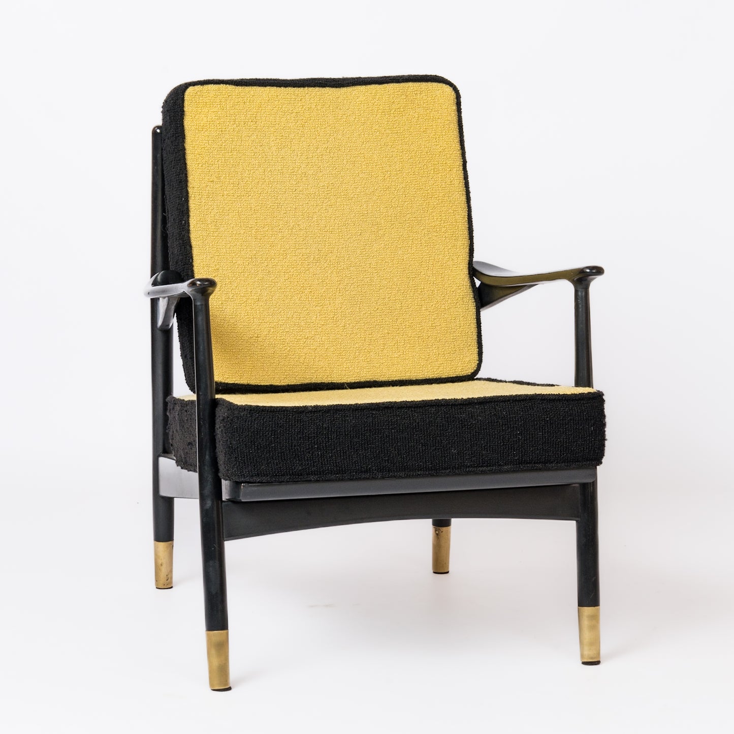 Mid Century Black Lacquered Wood Armchair in style of Gio Ponti - Italy 1960's