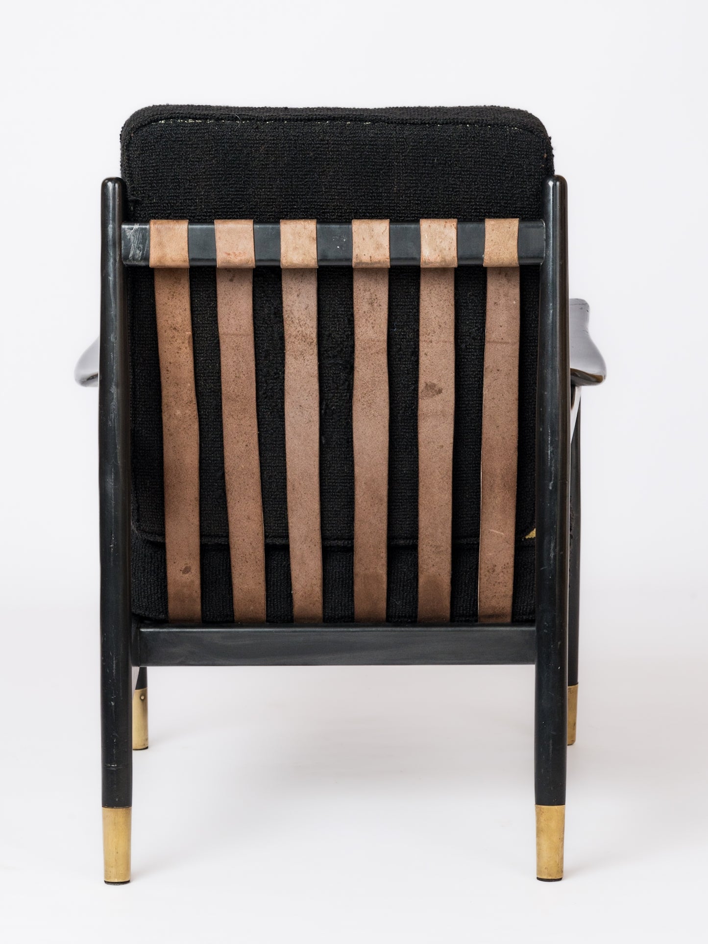 Mid Century Black Lacquered Wood Armchair in style of Gio Ponti - Italy 1960's