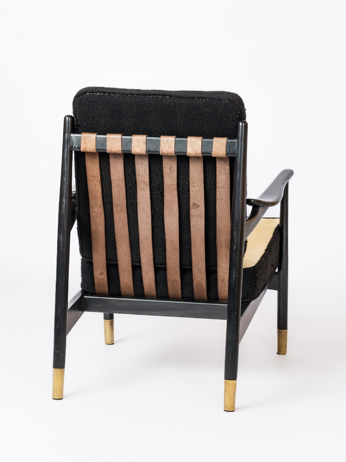 Mid Century Black Lacquered Wood Armchair in style of Gio Ponti - Italy 1960's