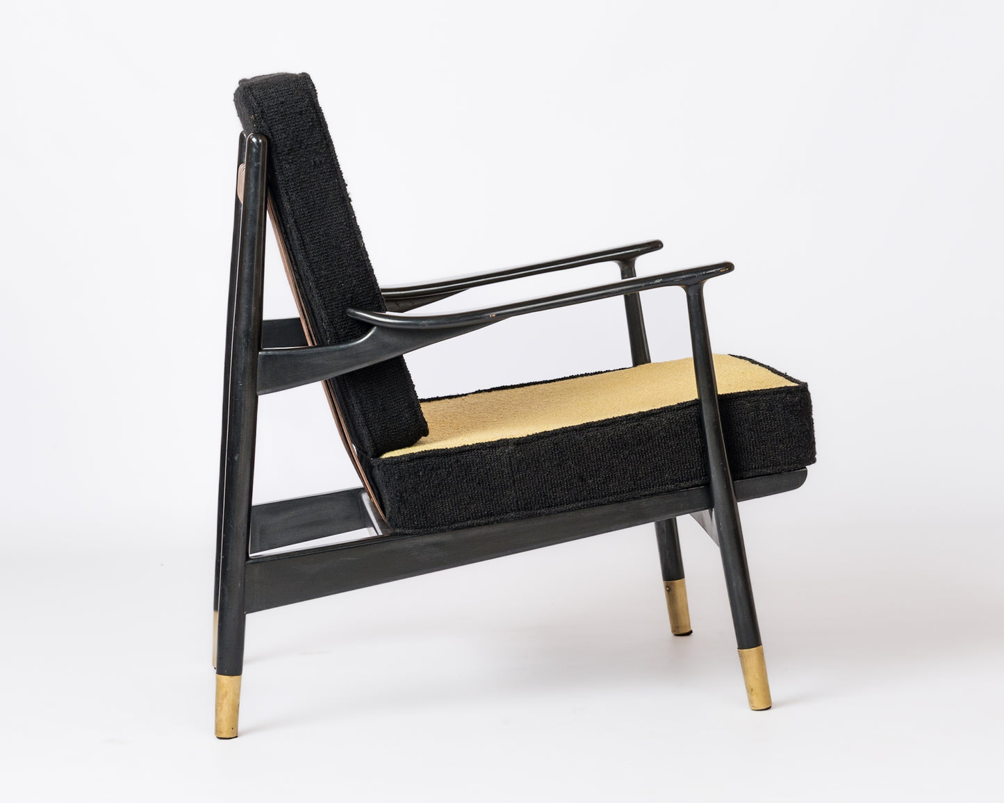 Mid Century Black Lacquered Wood Armchair in style of Gio Ponti - Italy 1960's