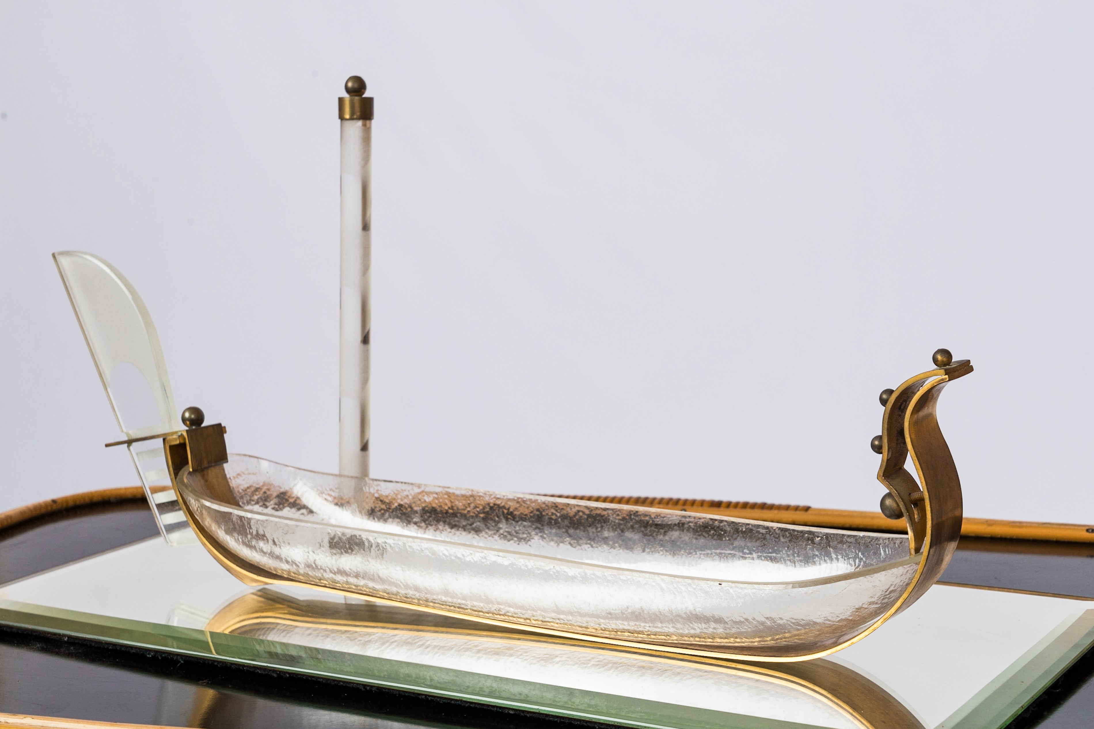 Murano Glass & Bronze Gondola Centerpiece - Italy 1950's