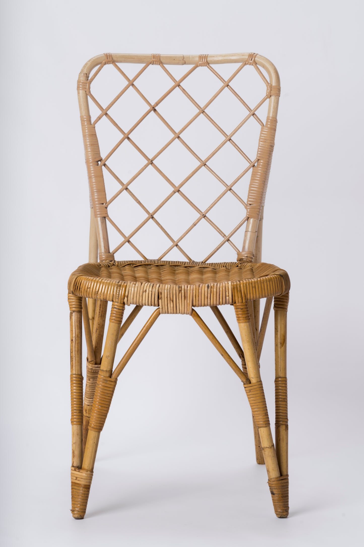 Single 1950's Braided Rattan Chair