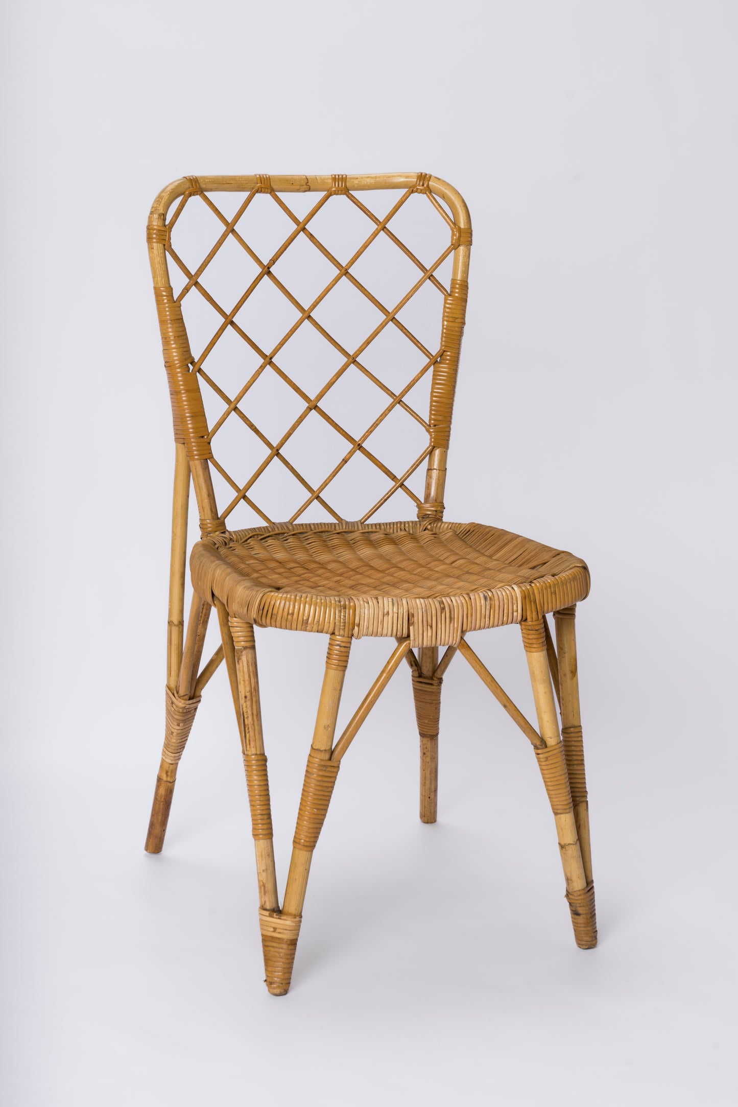 Single 1950's Braided Rattan Chair