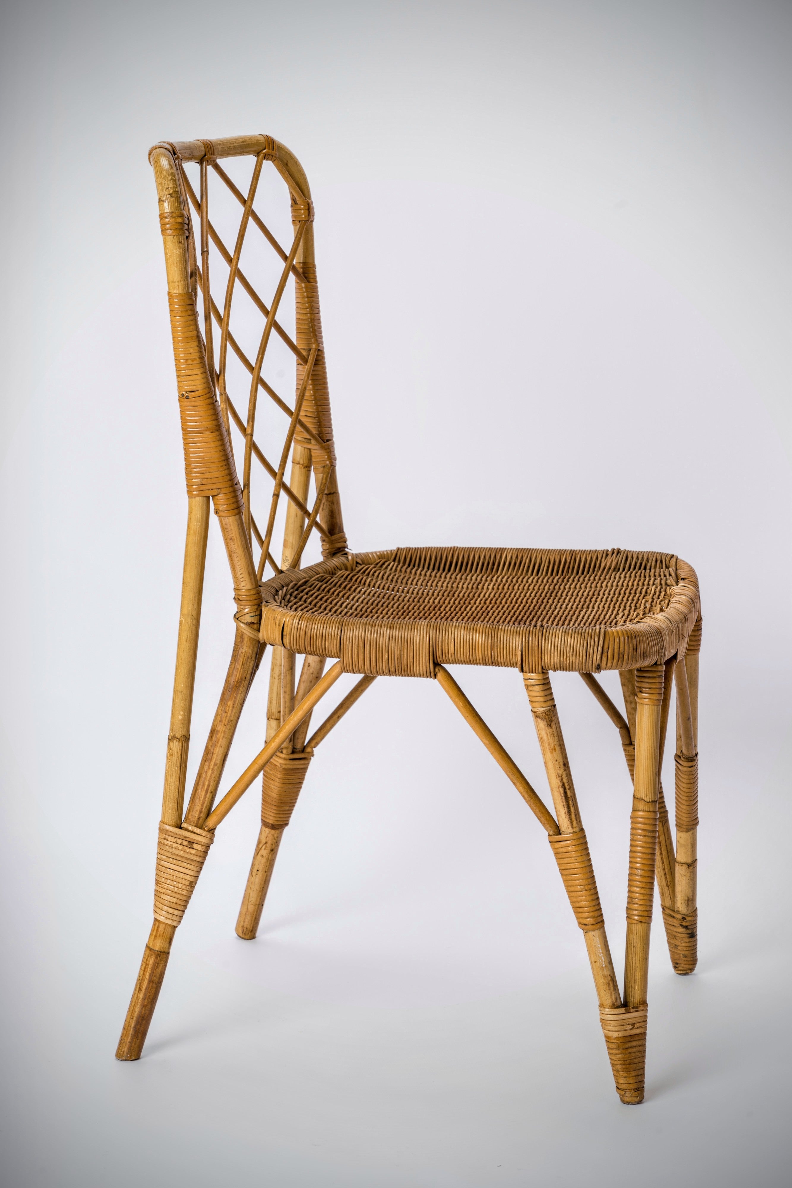 Single 1950's Braided Rattan Chair