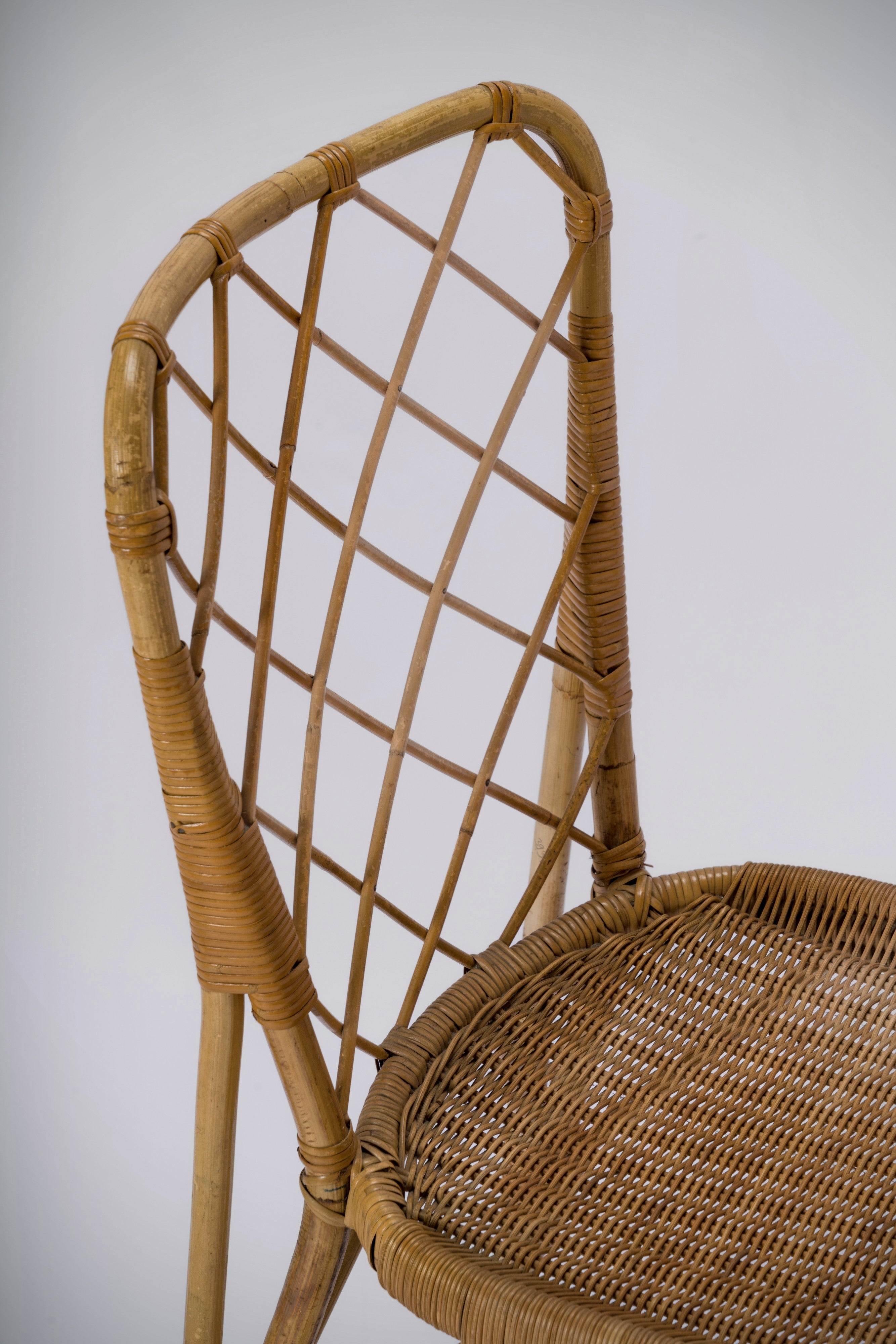 Single 1950's Braided Rattan Chair