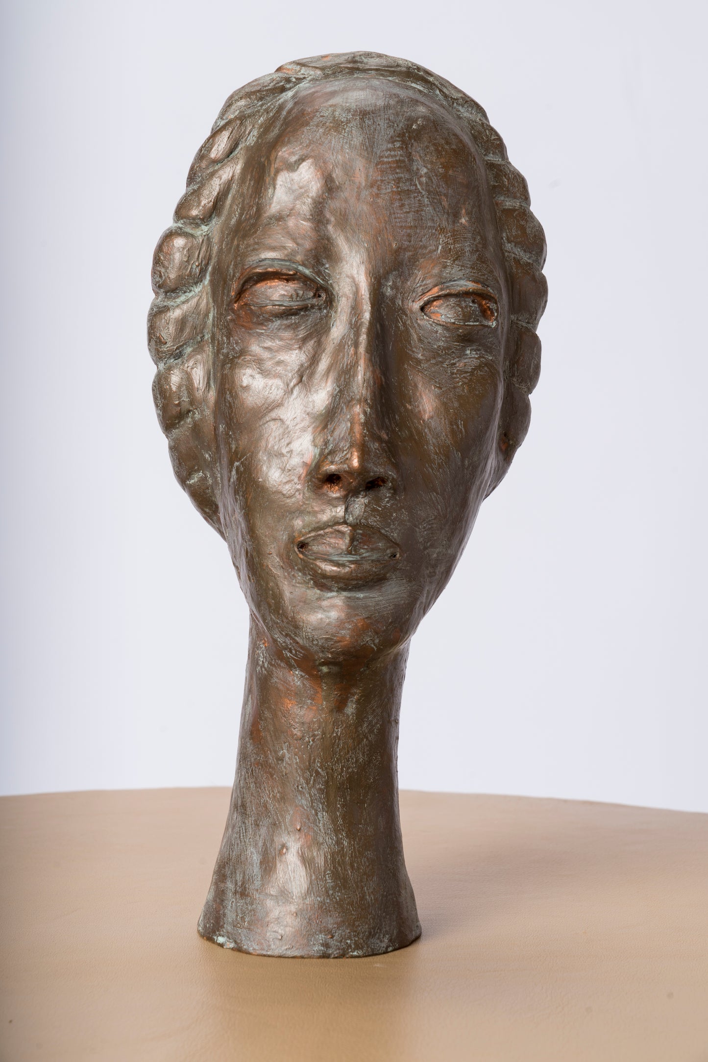 Modigliani Inspired Patinated Terracotta Woman's Bust Sculpture - France 1930's