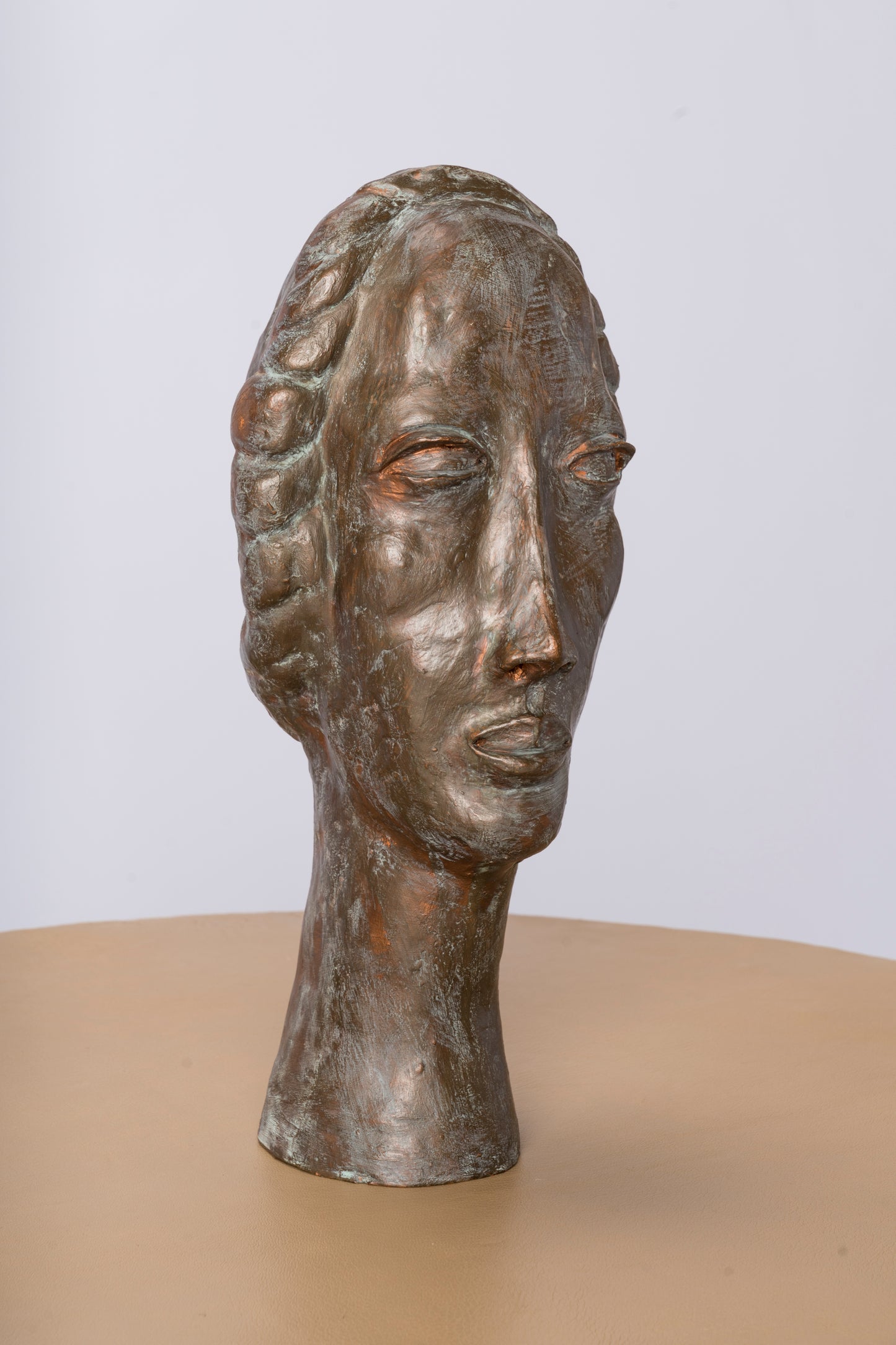 Modigliani Inspired Patinated Terracotta Woman's Bust Sculpture - France 1930's