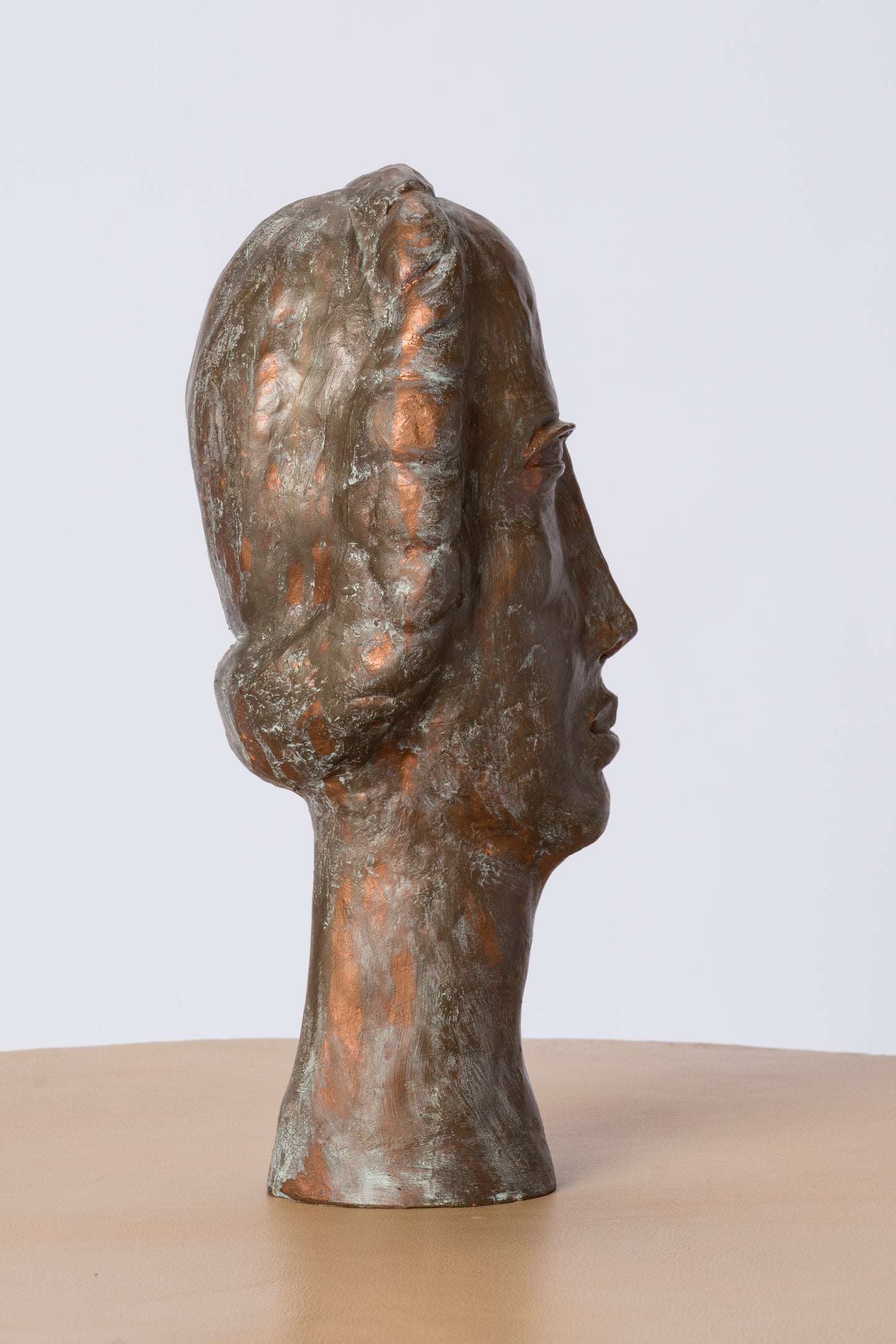 Modigliani Inspired Patinated Terracotta Woman's Bust Sculpture - France 1930's