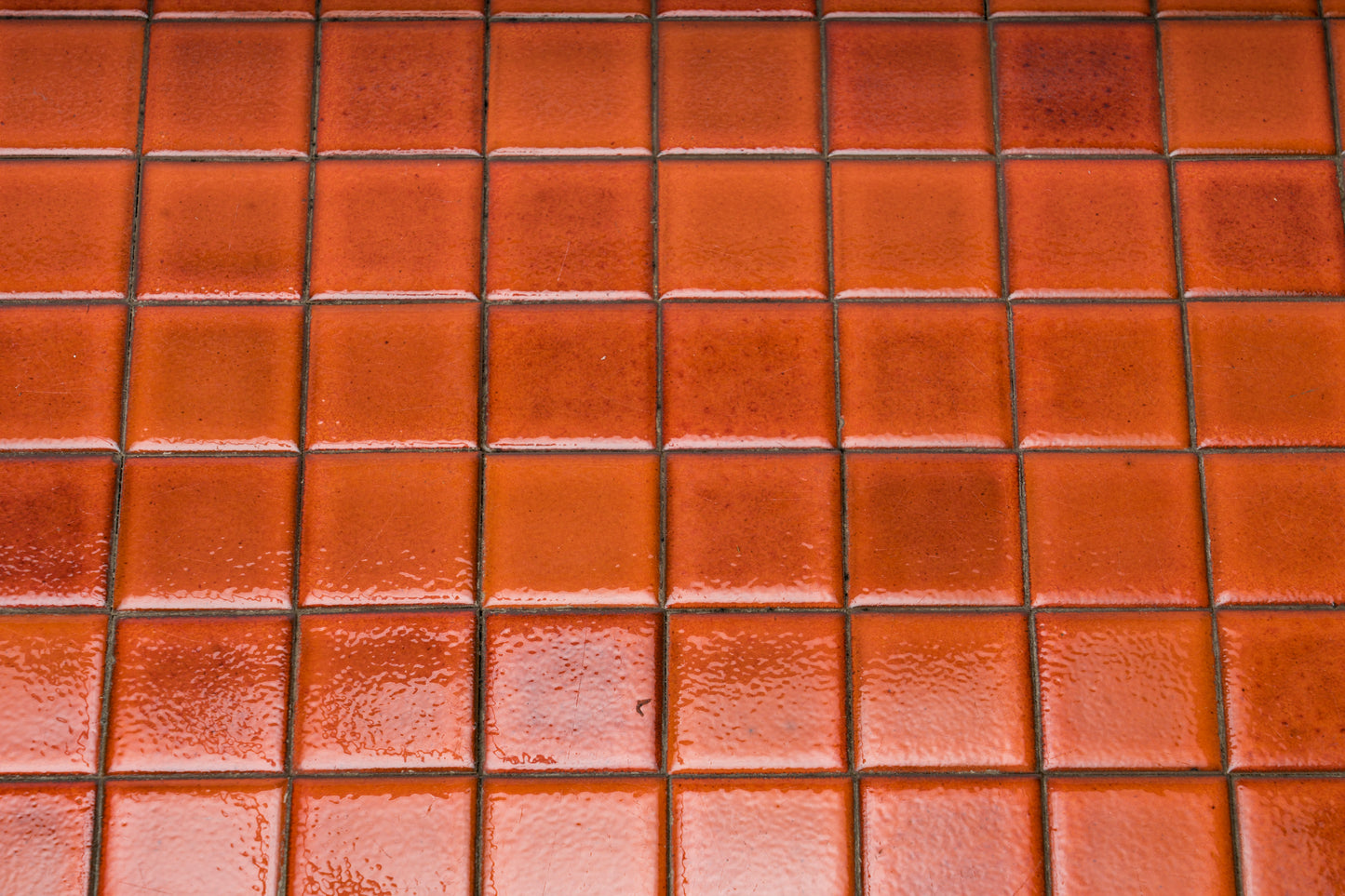 "Corail" Red Ceramic Tiles & Ferronerie d'Art Wrought Iron Coffee Table - 1970s