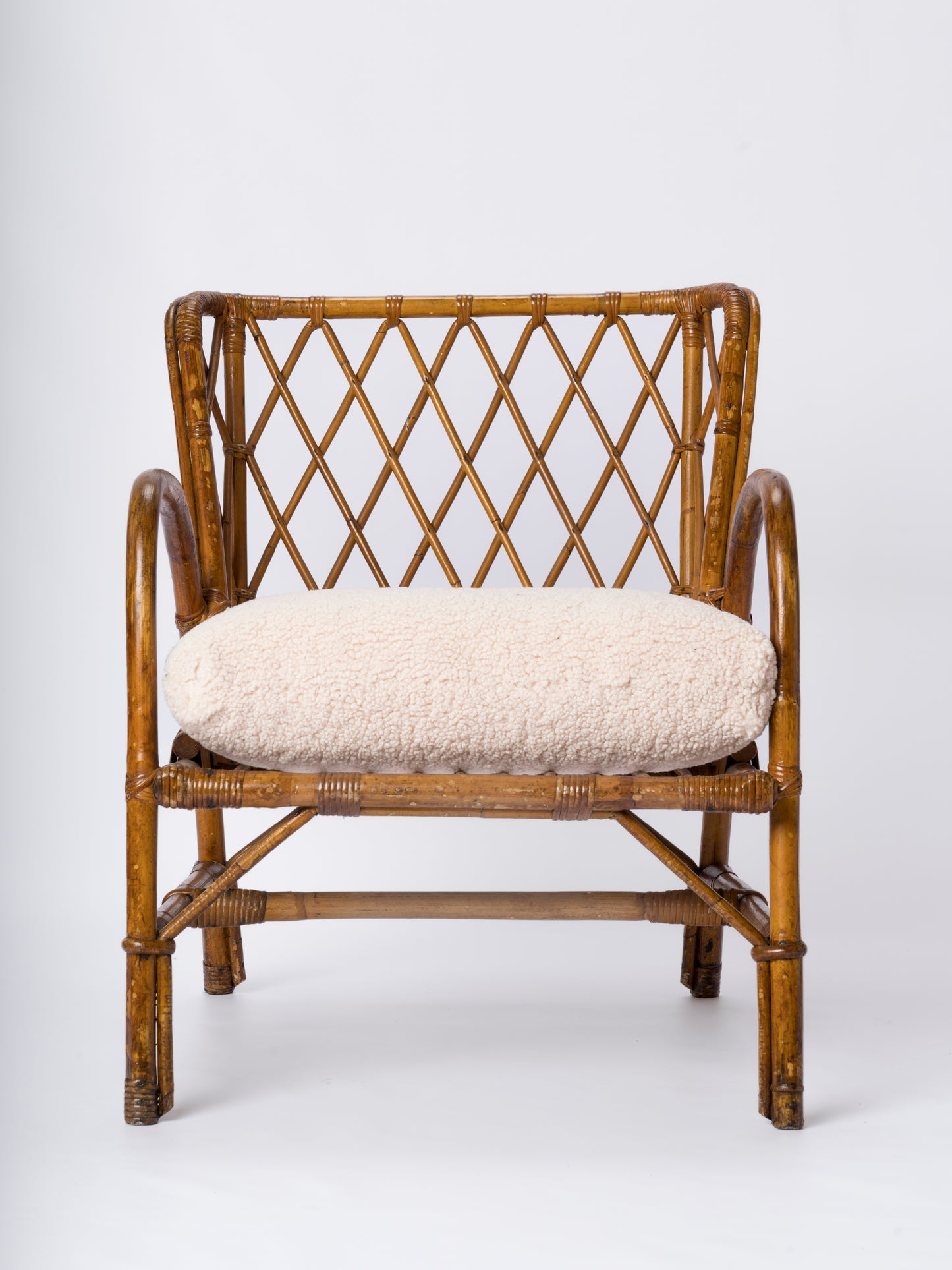 Mid-century Rattan Armchair by Jacques Quinet - France 1960's