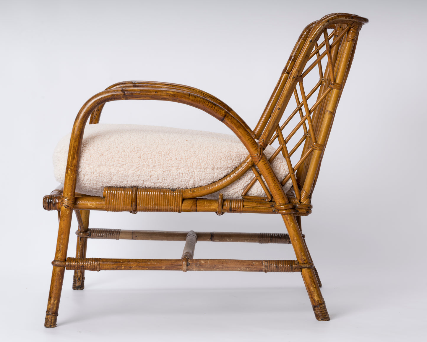 Mid-century Rattan Armchair by Jacques Quinet - France 1960's