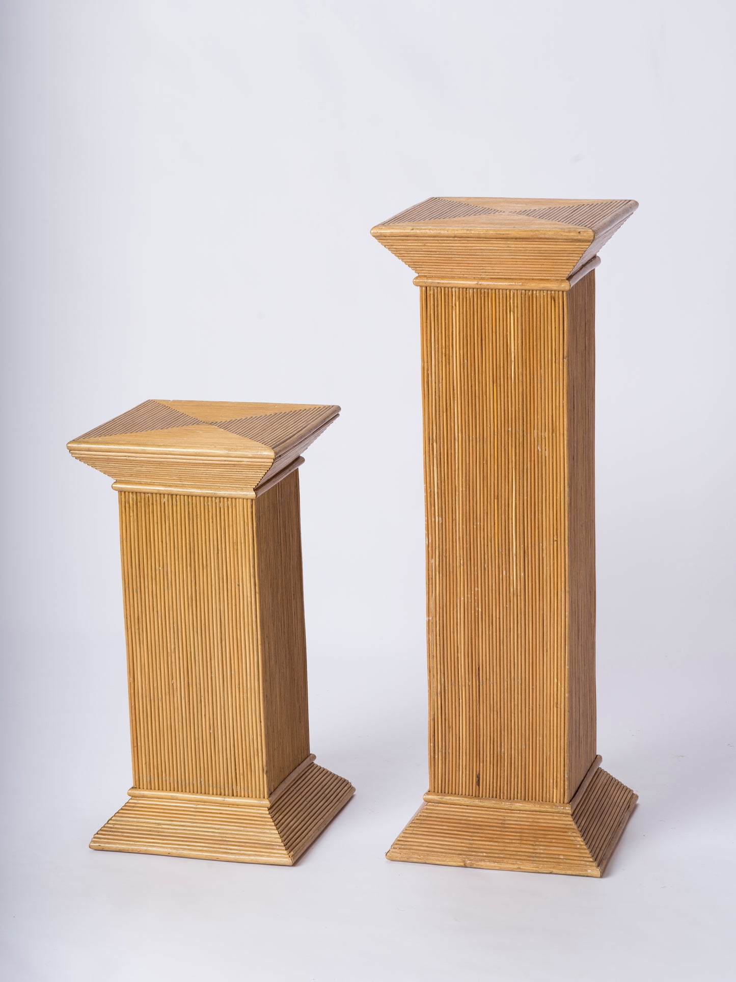 Pair of Rattan Pedestals att. Vivai del Sud - Italy 1970's