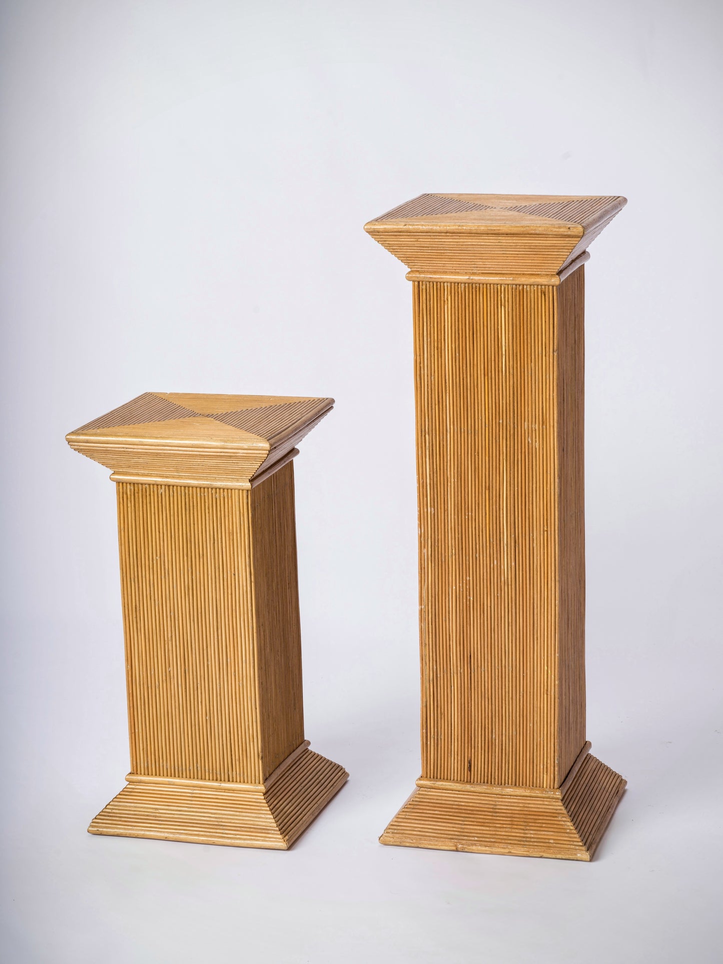 Pair of Rattan Pedestals att. Vivai del Sud - Italy 1970's