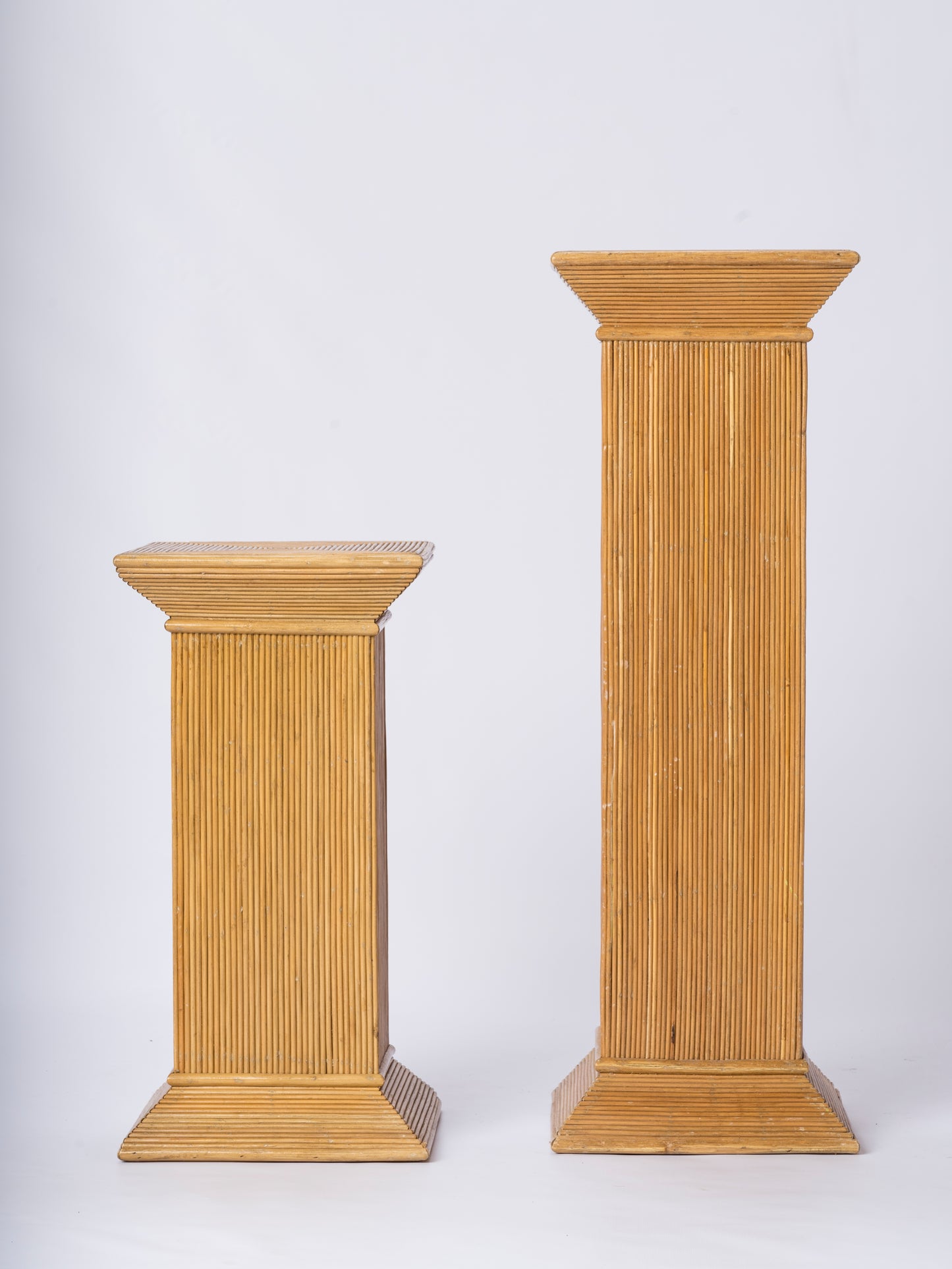 Pair of Rattan Pedestals att. Vivai del Sud - Italy 1970's