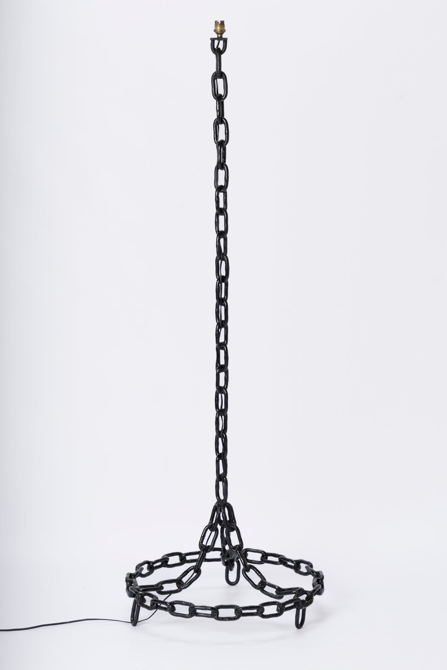 Brutalist Black Welded Chain Floor Lamp in style of Franz West - France 1970s