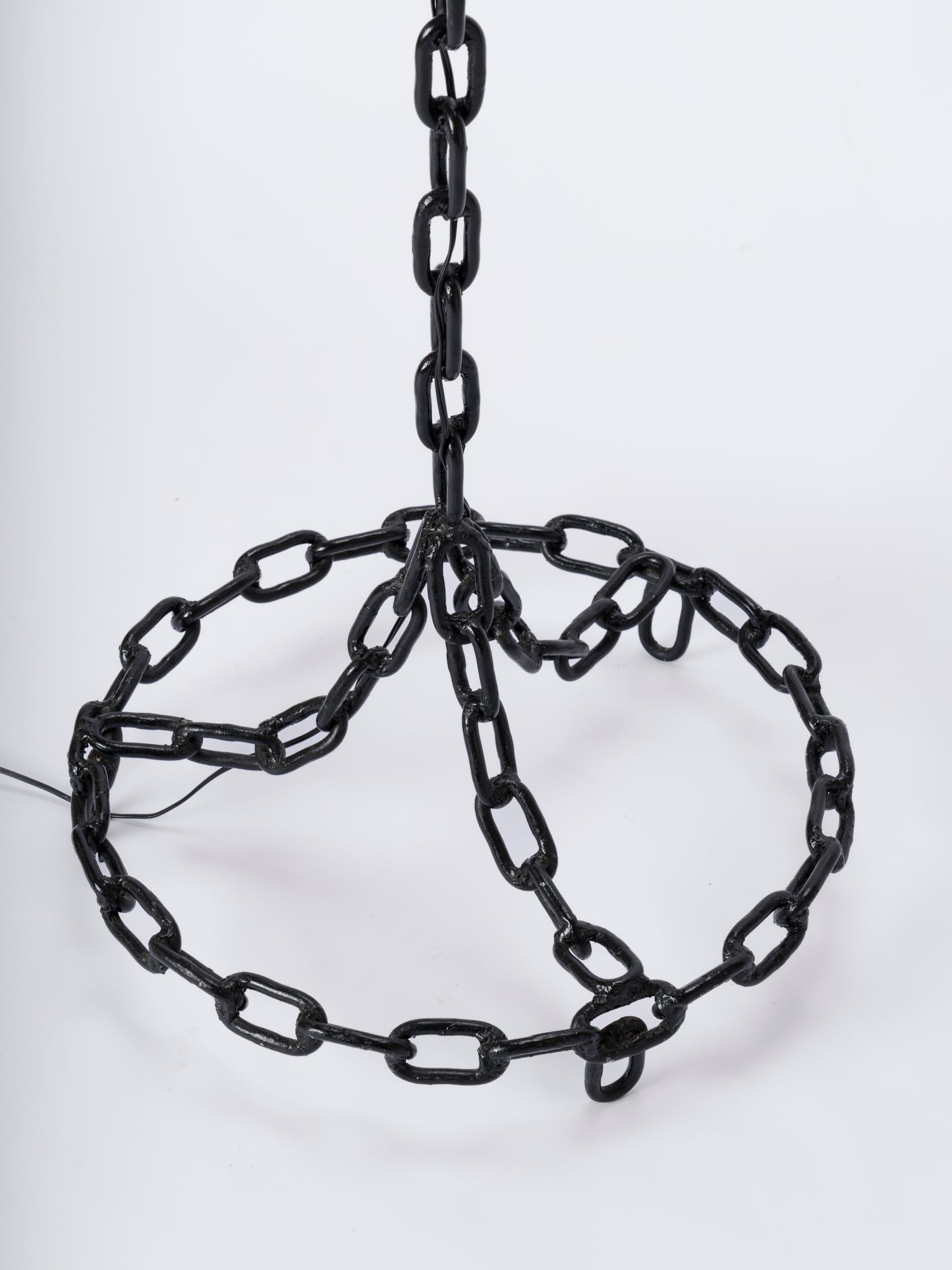 Brutalist Black Welded Chain Floor Lamp in style of Franz West - France 1970s