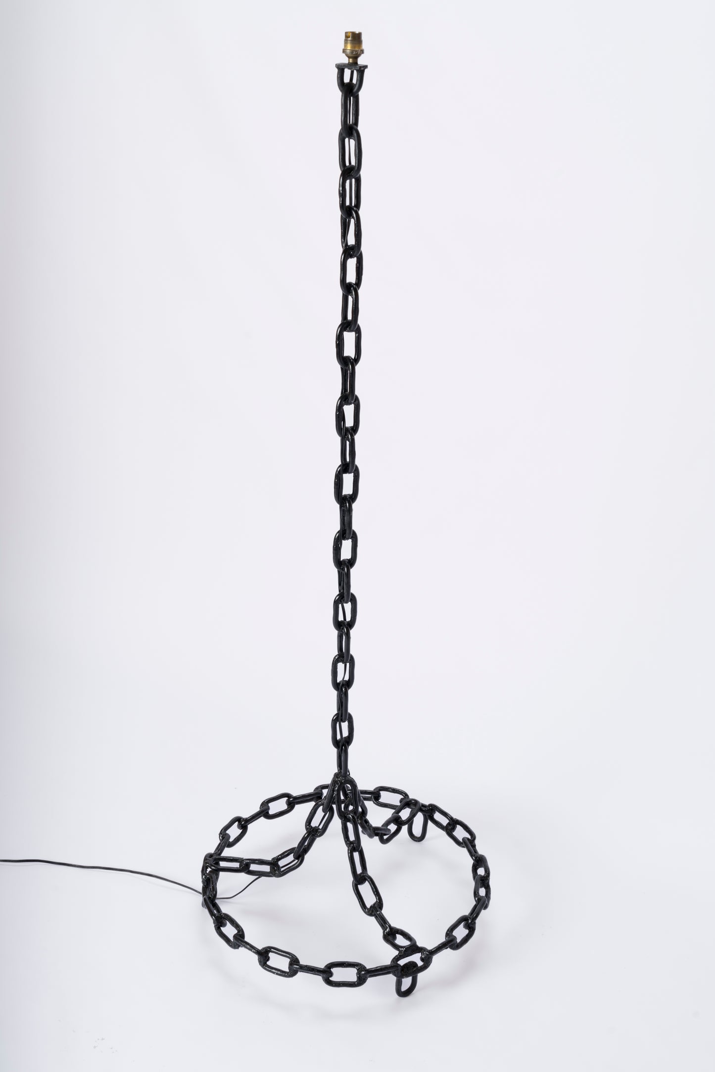 Brutalist Black Welded Chain Floor Lamp in style of Franz West - France 1970s