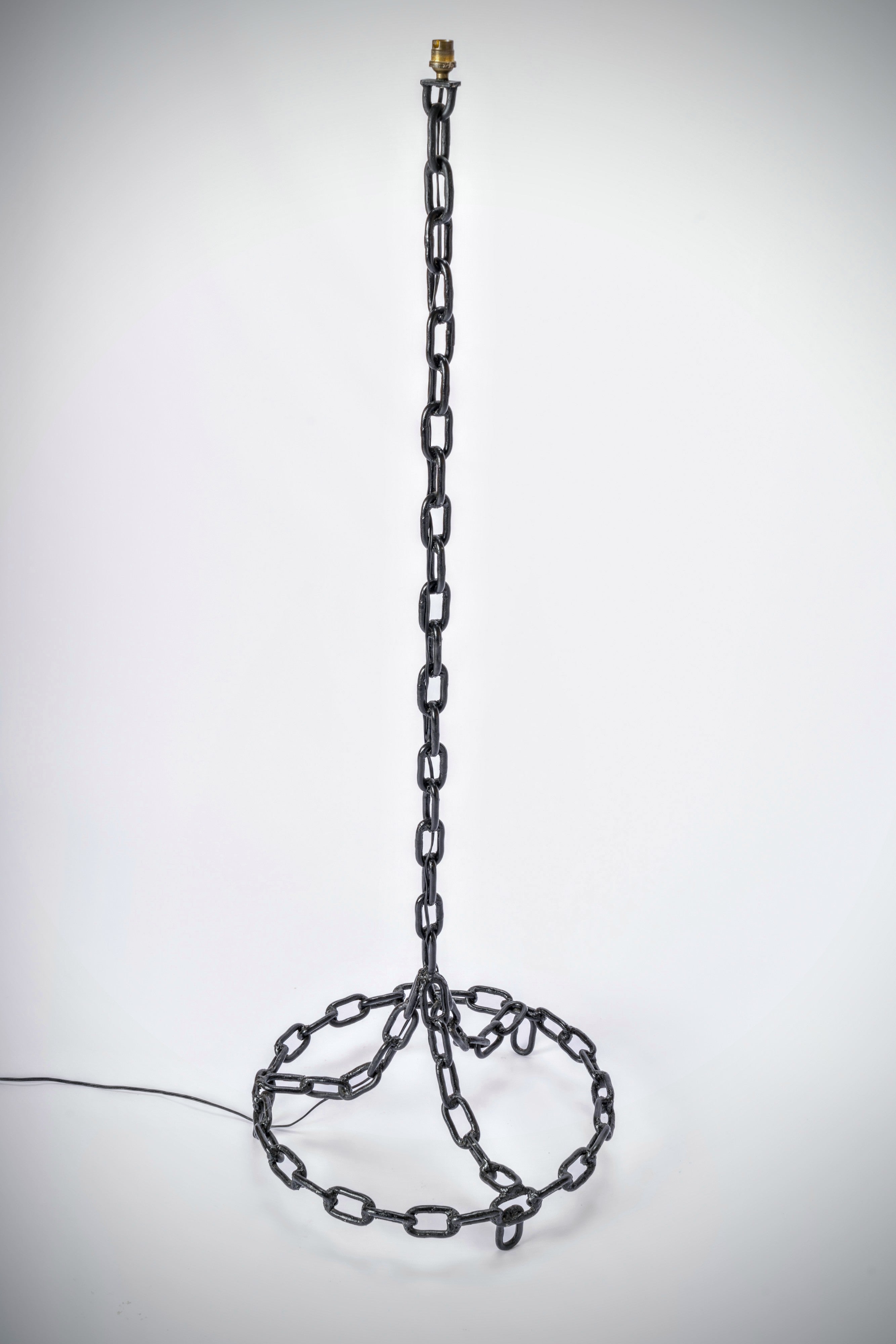 Brutalist Black Welded Chain Floor Lamp in style of Franz West - France 1970s