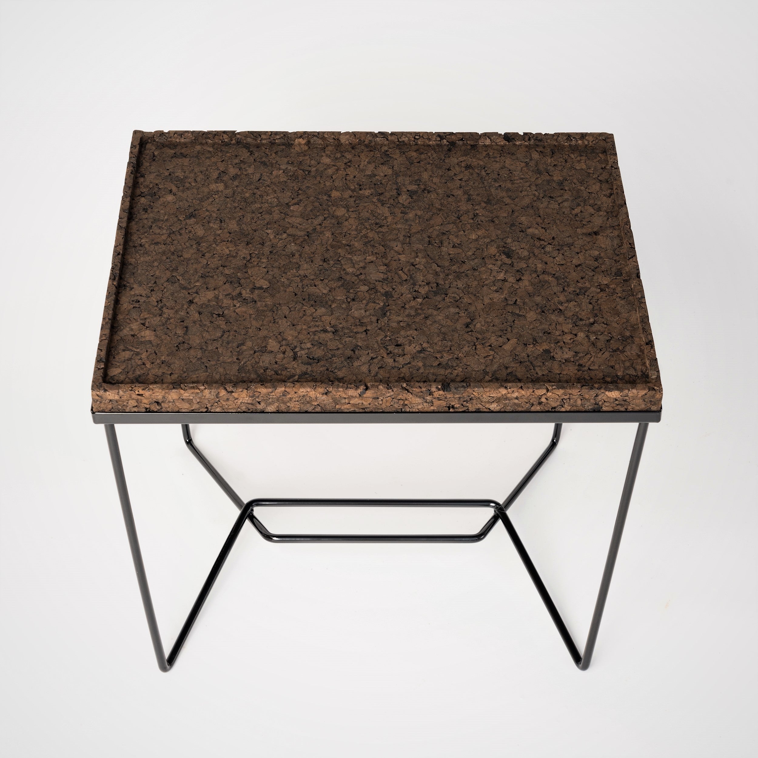 "Trombone" Black Lacquered Steel & Lower Density Cork Side Table by Facto Atelier Paris