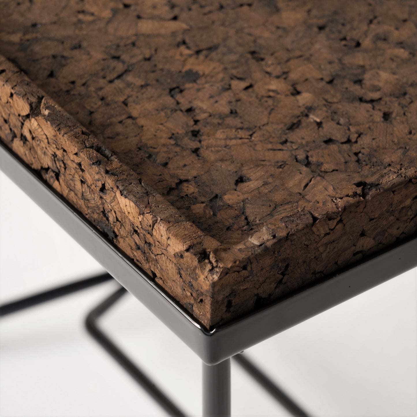 "Trombone" Black Lacquered Steel & Lower Density Cork Side Table by Facto Atelier Paris