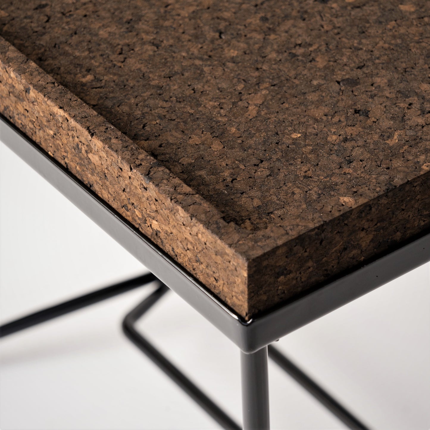 "Trombone" Black Lacquered Steel & Burnt Cork Side Table by Facto Atelier Paris