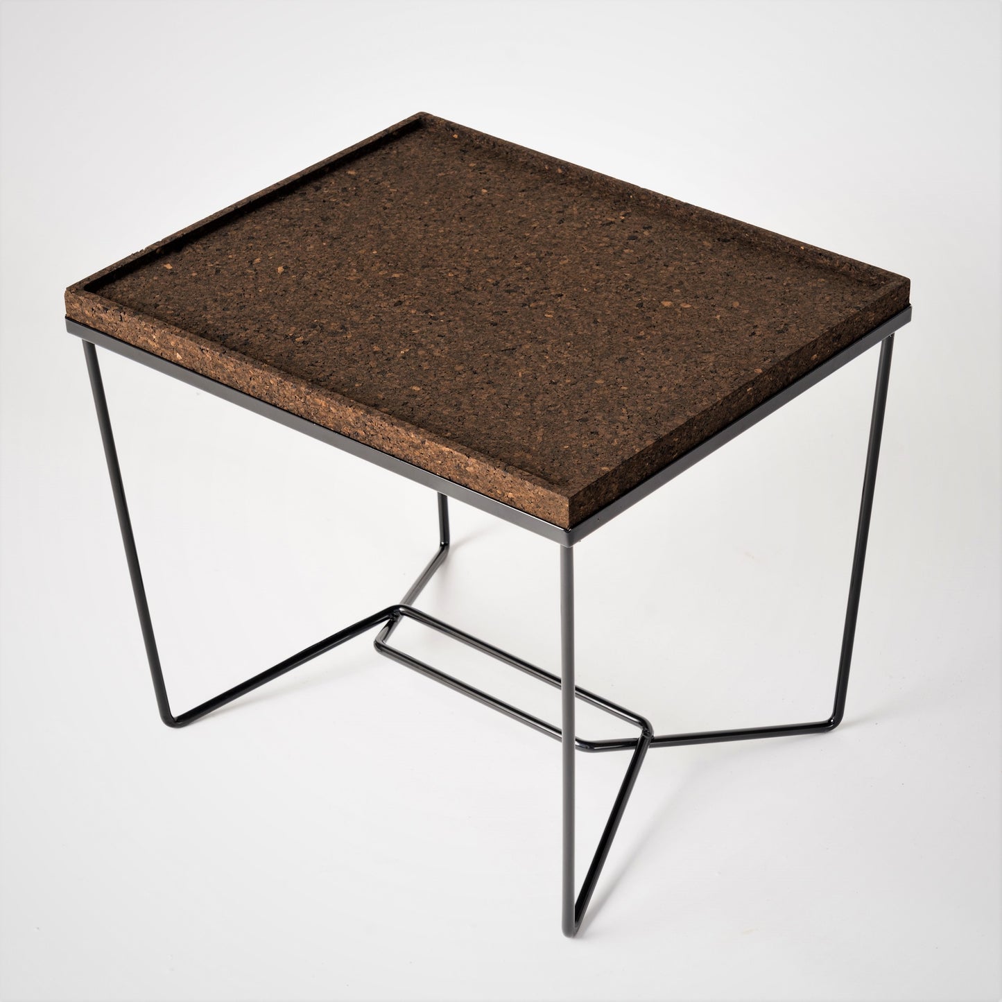 "Trombone" Black Lacquered Steel & Burnt Cork Side Table by Facto Atelier Paris