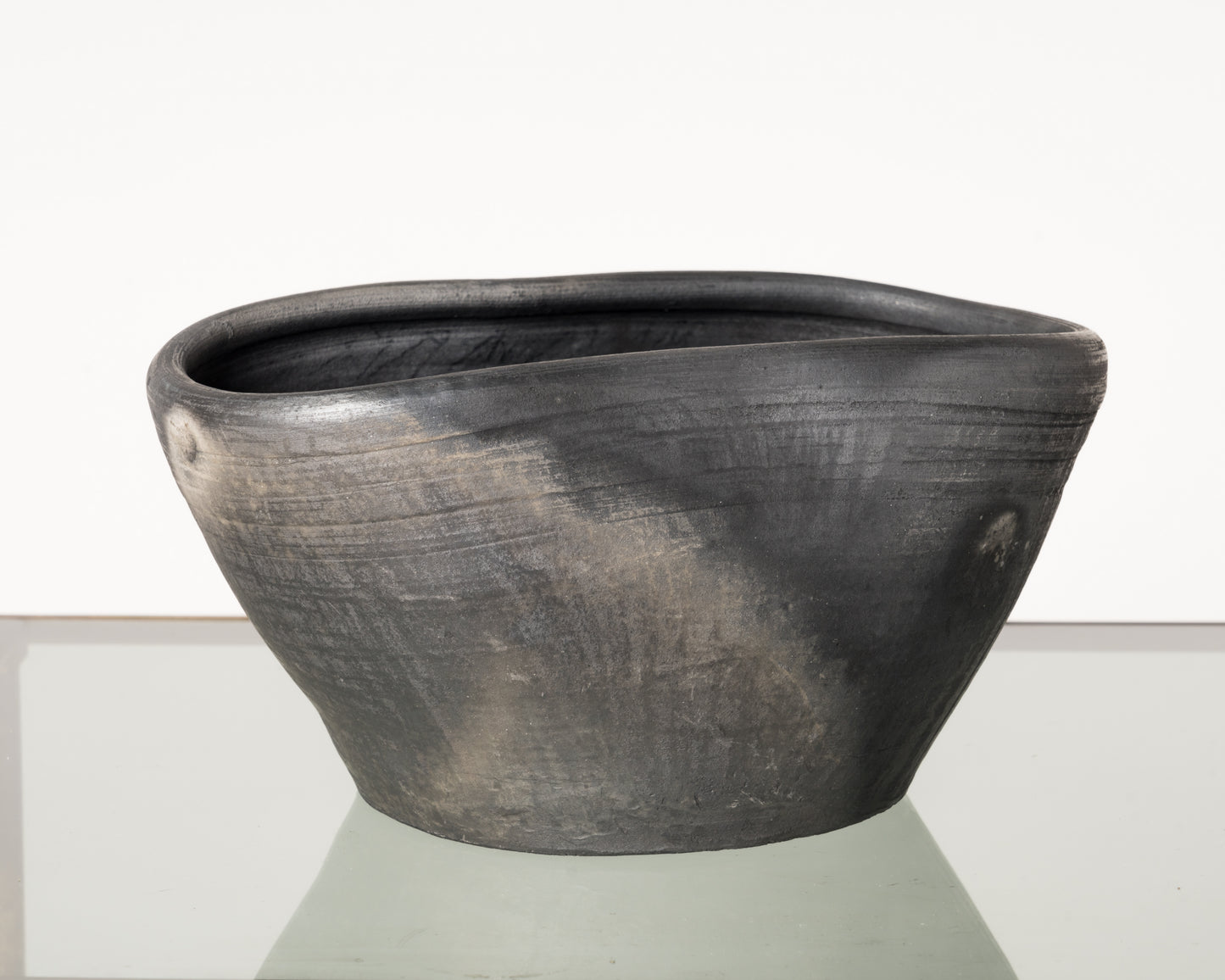 Brutalist Charcoal and Silver Finish Terracotta Bowl by Facto Atelier Paris