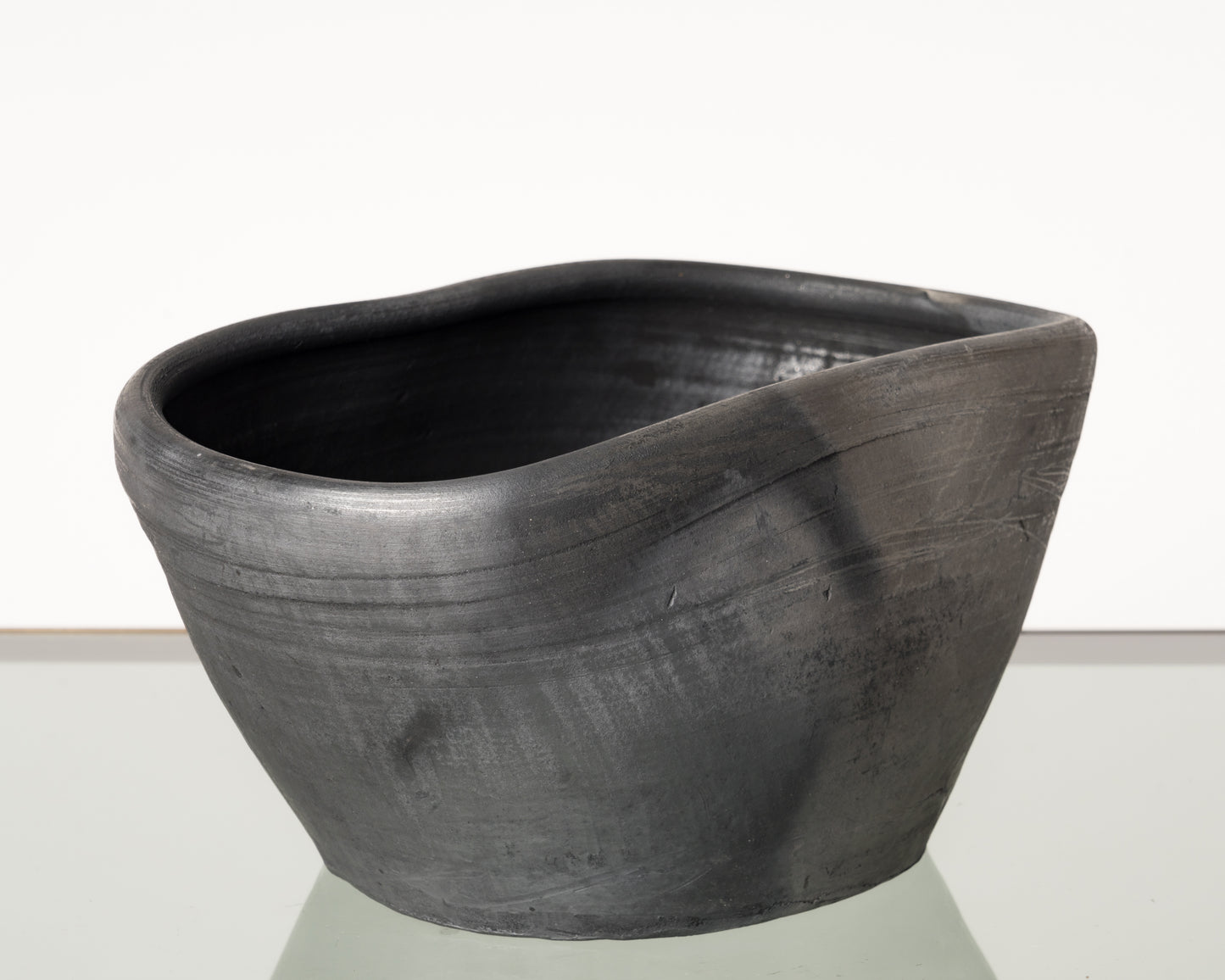 Brutalist Charcoal and Silver Finish Terracotta Bowl by Facto Atelier Paris