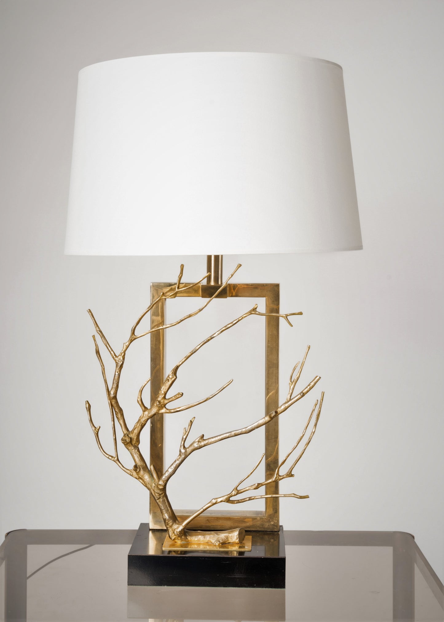 Sculptural Brass and Gilt Tree Branch Shaped Table Lamp - France 1970's