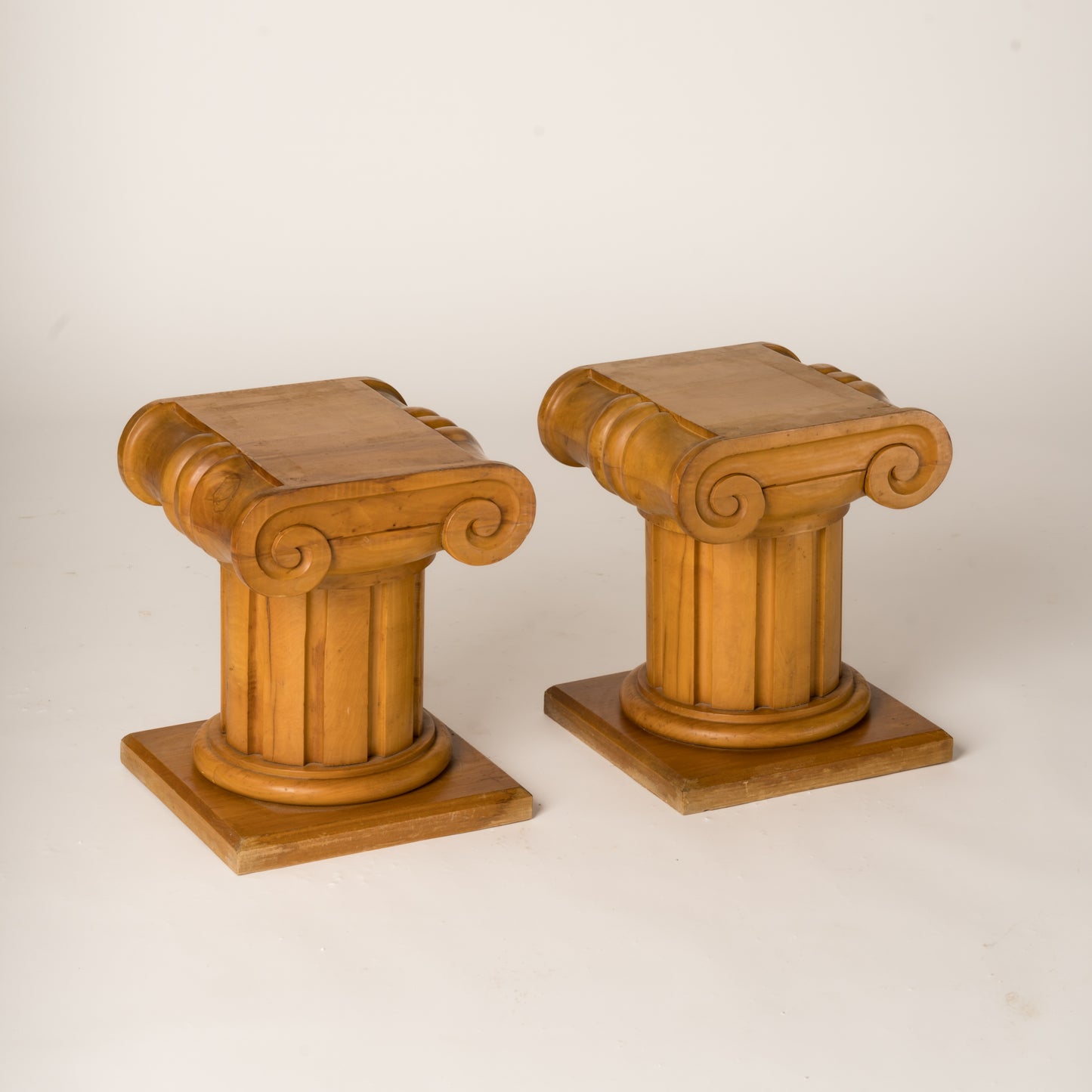 Memphis Inspired Solid Sycamore Ionic Stools or End Tables, Italy, 1970's