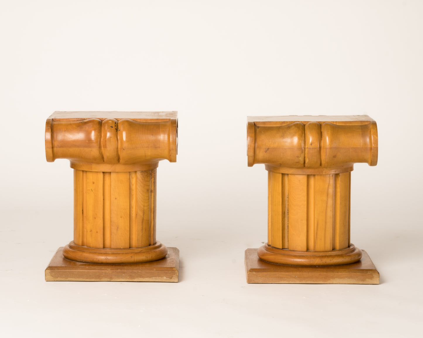 Memphis Inspired Solid Sycamore Ionic Stools or End Tables, Italy, 1970's