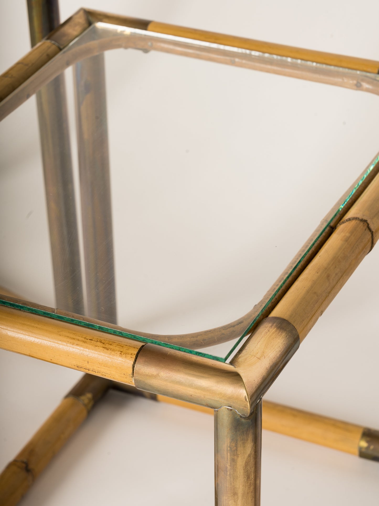 Set of Three Bamboo & Brass Nesting Tables, Italy, 1970's