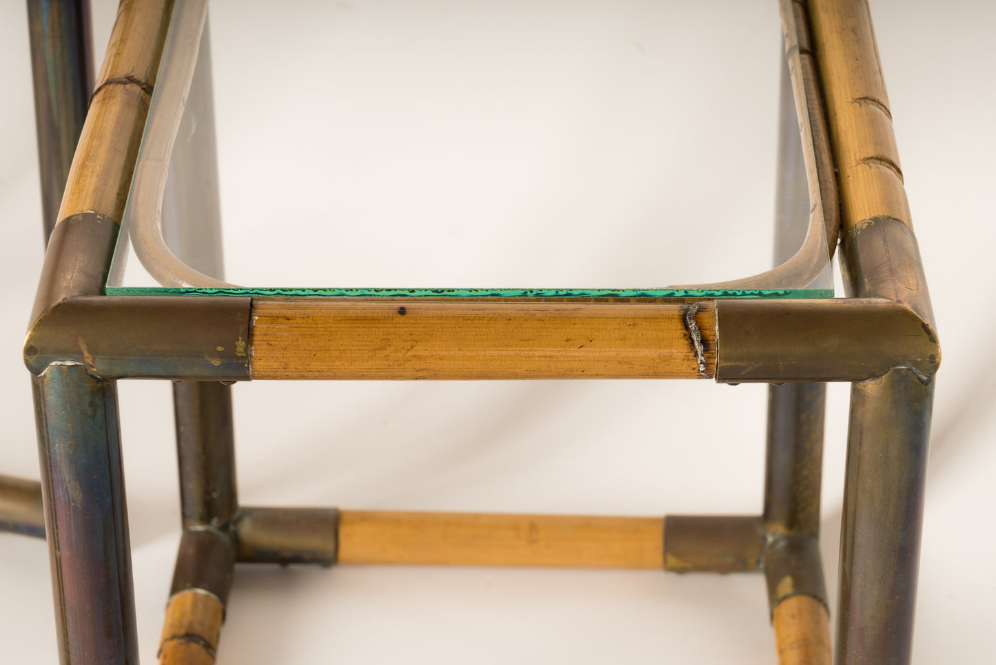 Set of Three Bamboo & Brass Nesting Tables, Italy, 1970's