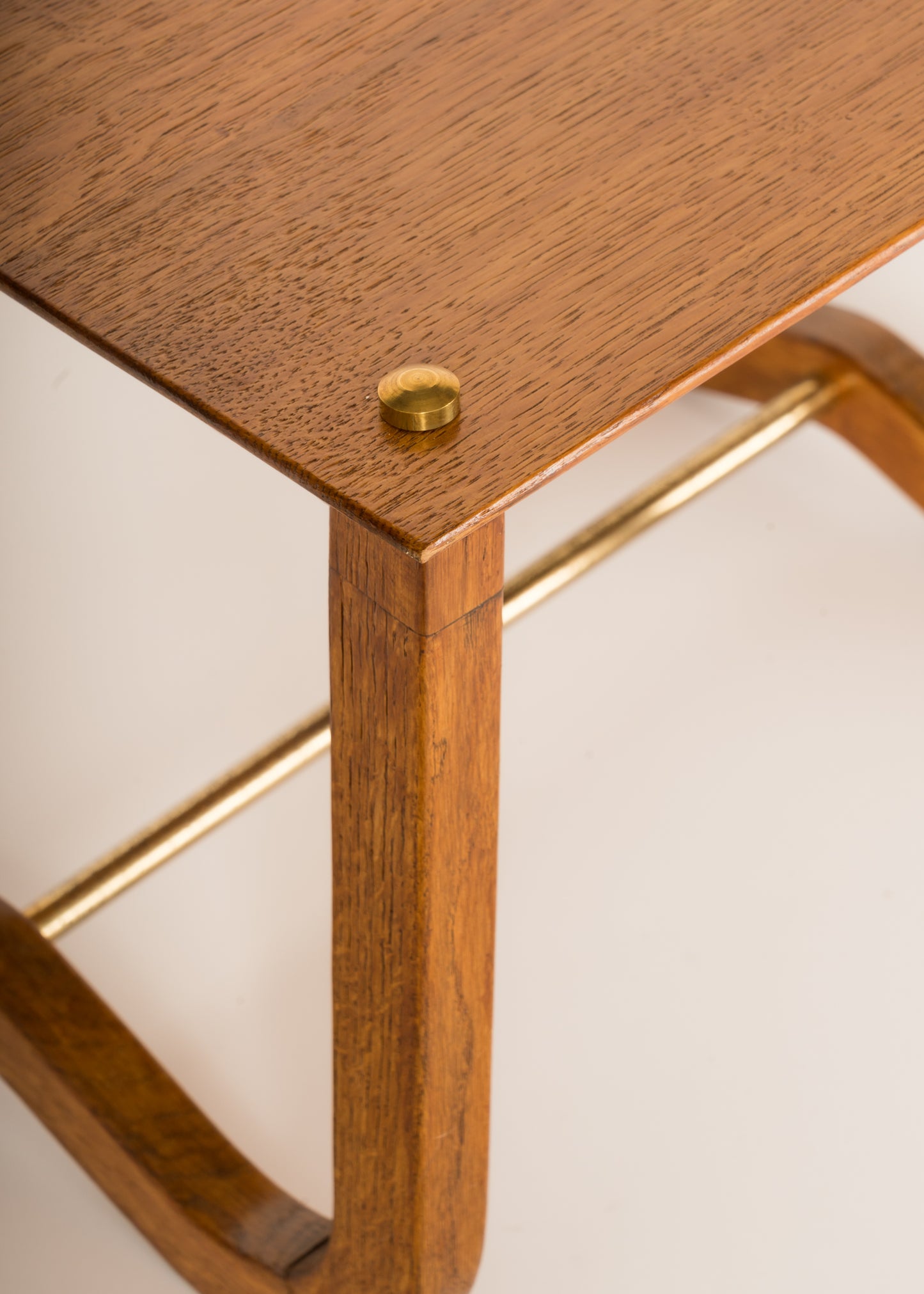 Pair of Square Oak Side Table with Wavy Legs - France 1950's