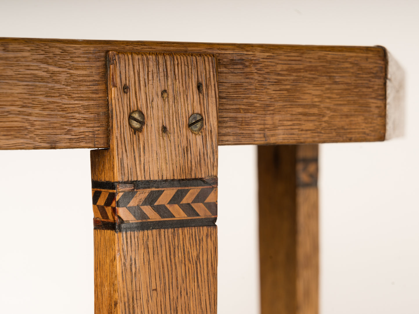 Oak and Copper Viennese Secession Oak Side Table, Austria 1910's