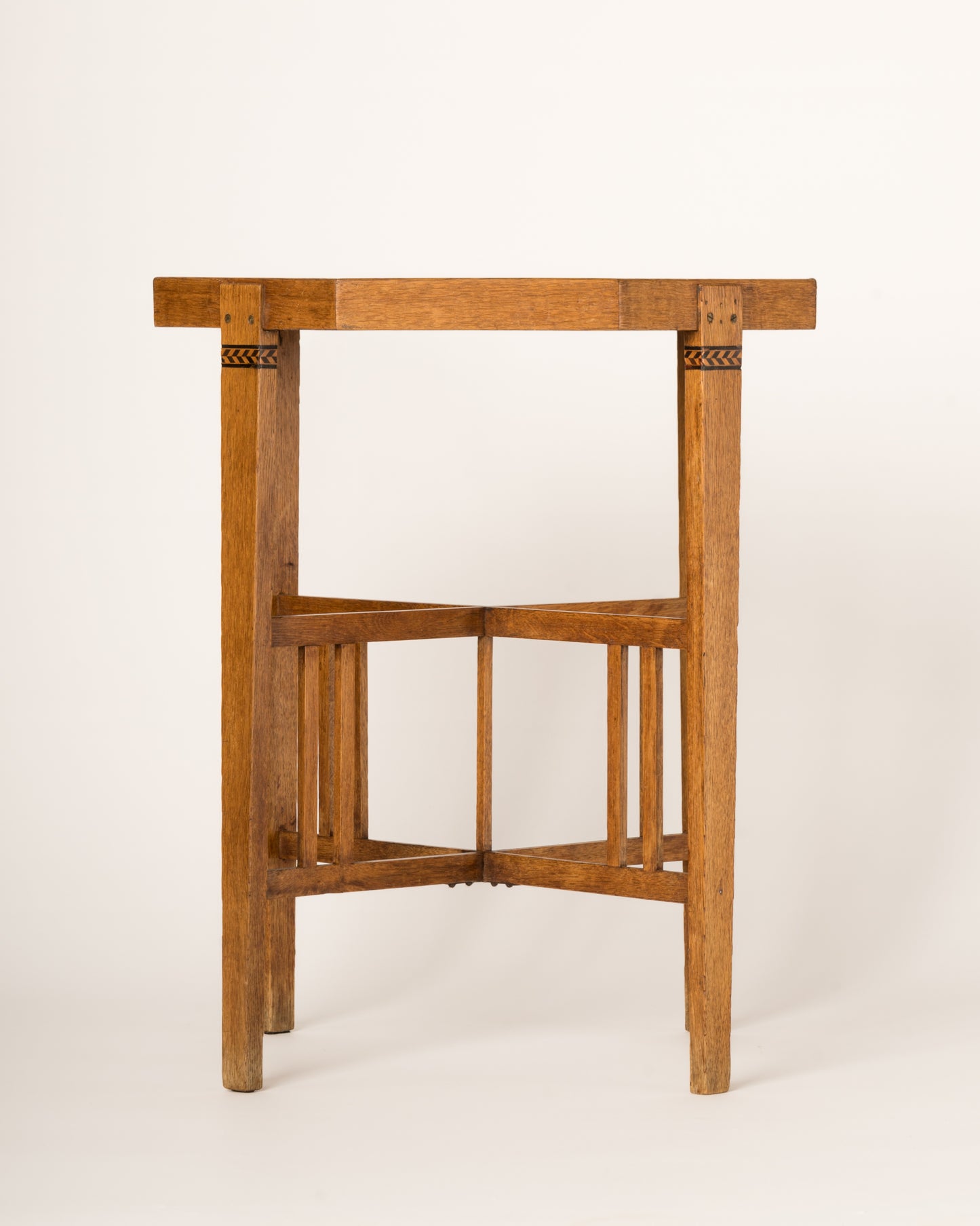 Oak and Copper Viennese Secession Oak Side Table, Austria 1910's