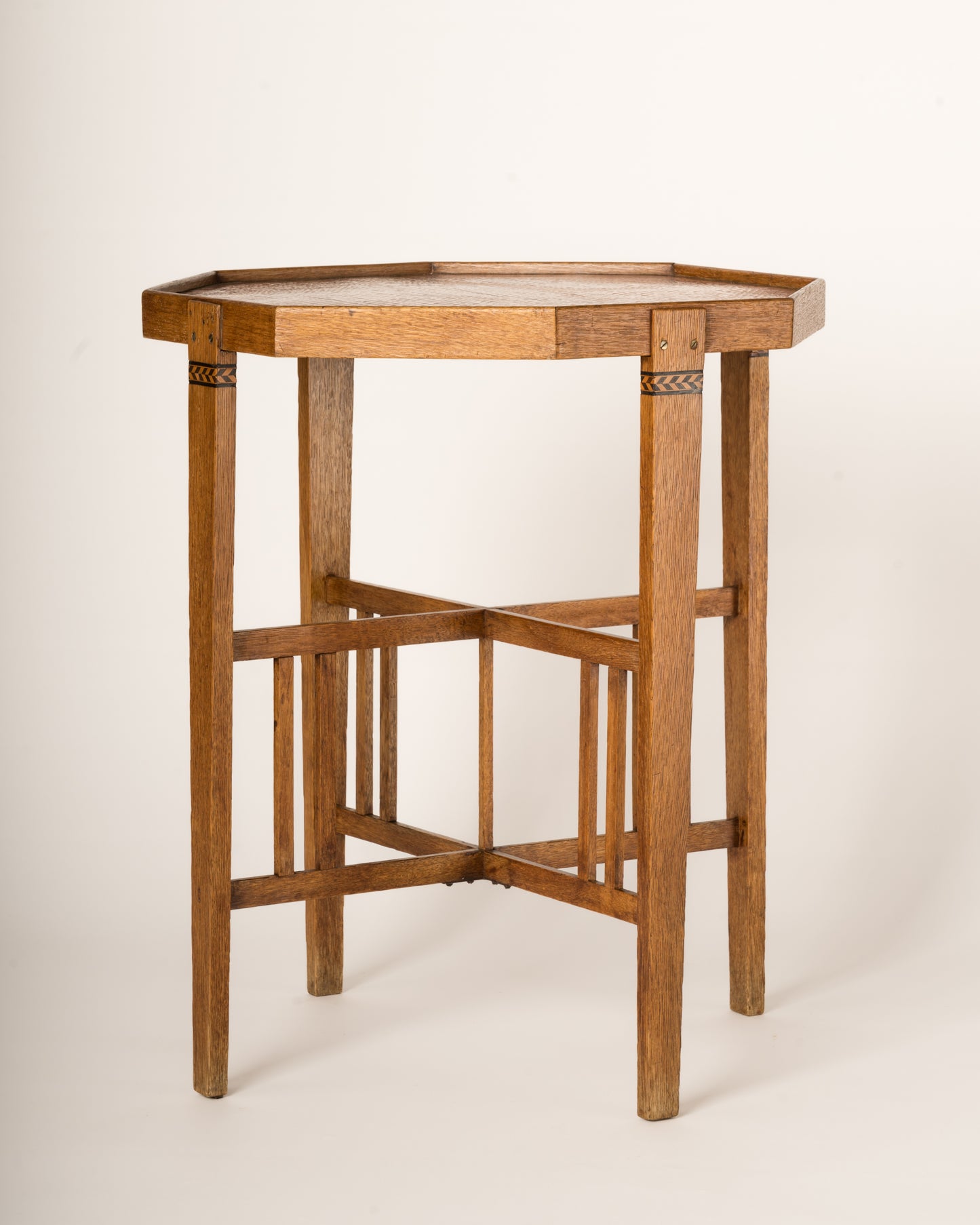 Oak and Copper Viennese Secession Oak Side Table, Austria 1910's