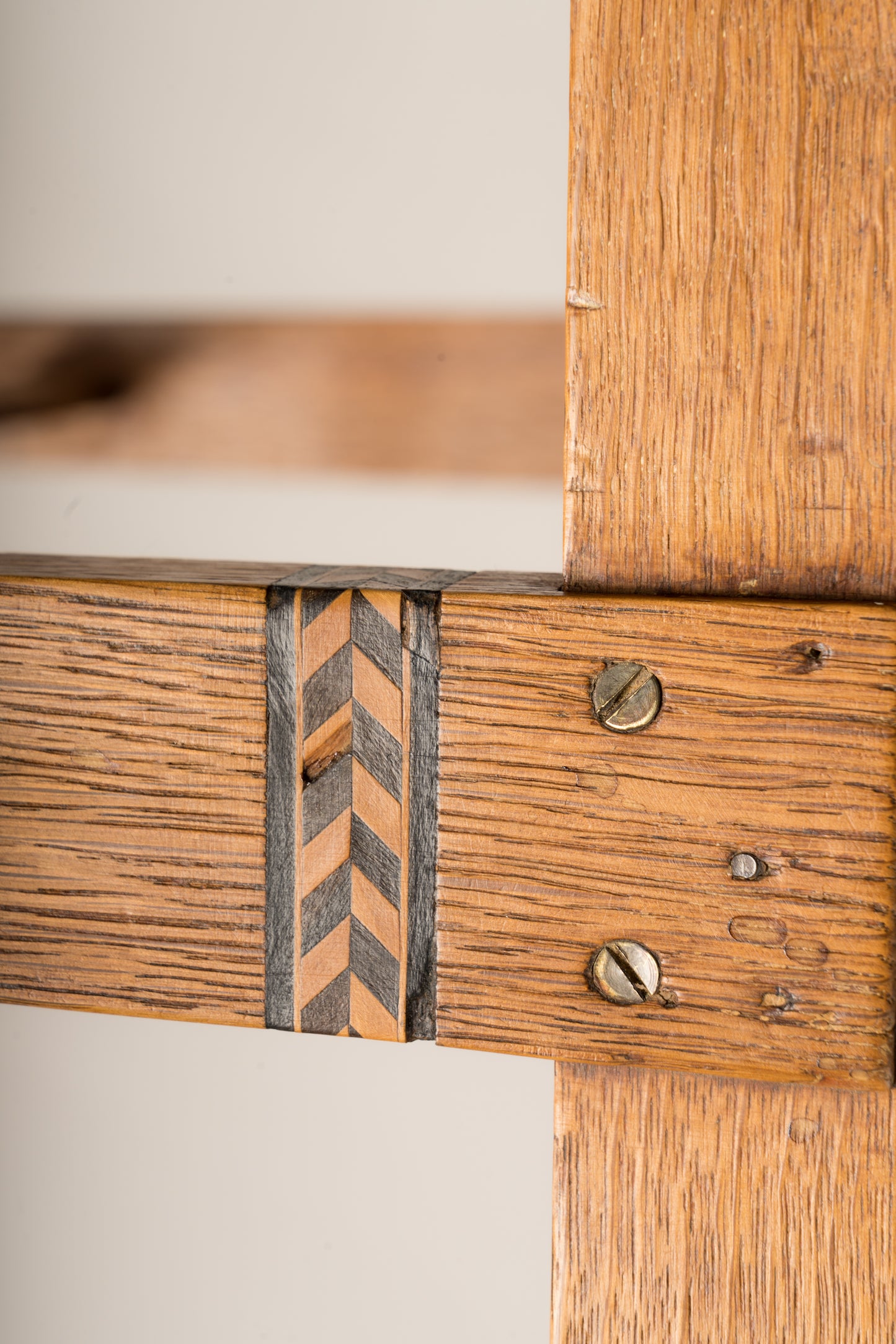 Oak and Copper Viennese Secession Oak Side Table, Austria 1910's