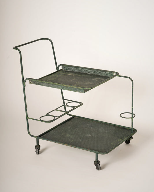 Mathieu Mategot Forest Green "Gin" Bar Cart - France 1960's