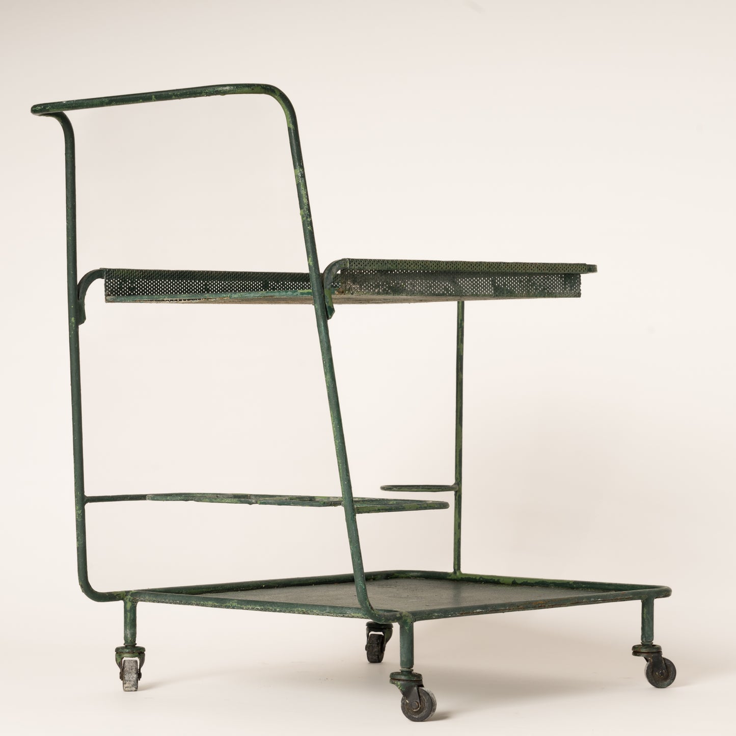 Mathieu Mategot Forest Green "Gin" Bar Cart - France 1960's