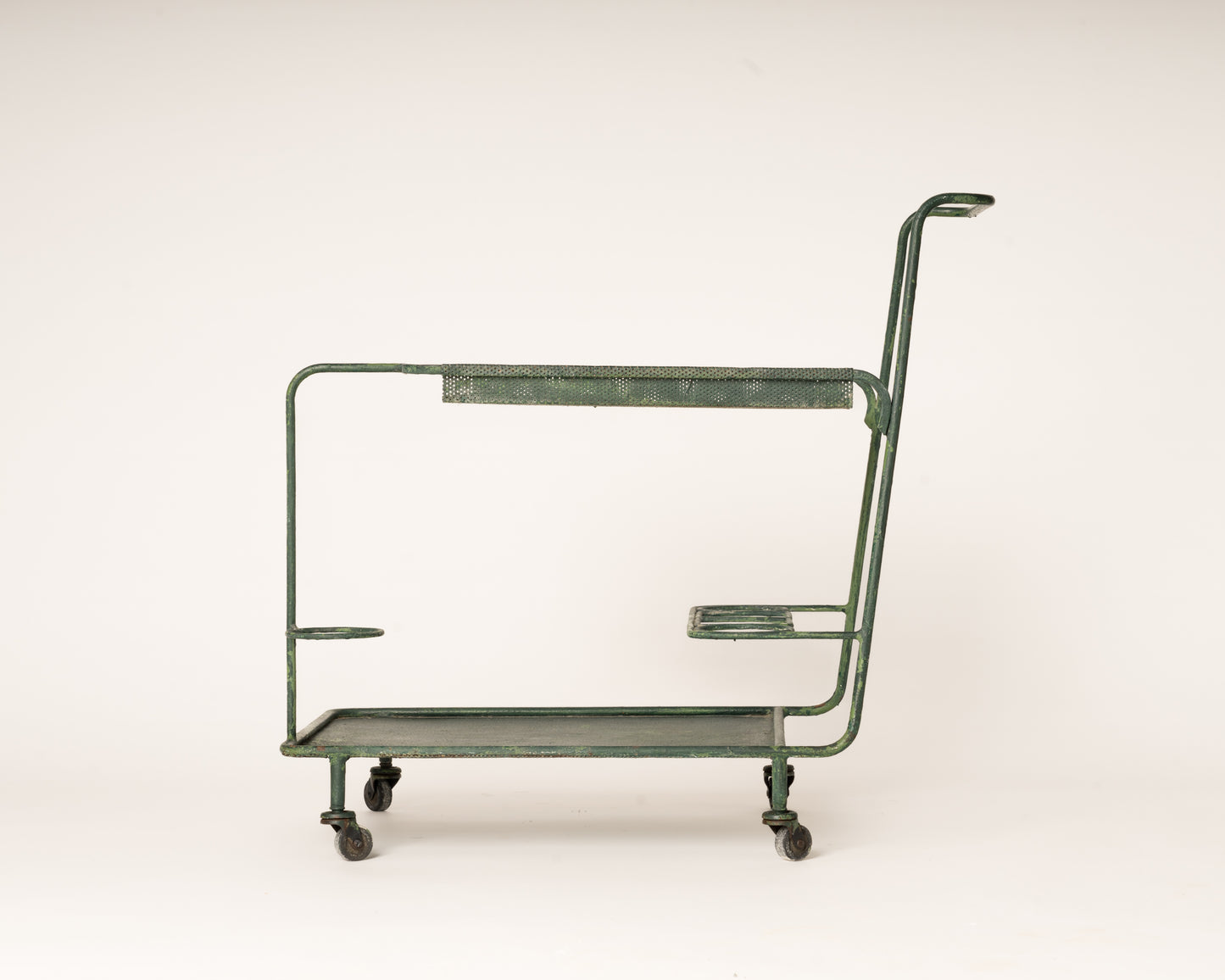 Mathieu Mategot Forest Green "Gin" Bar Cart - France 1960's