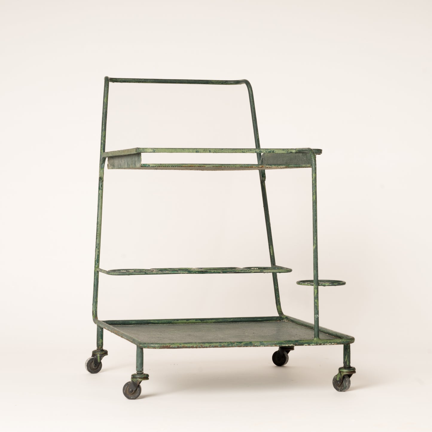 Mathieu Mategot Forest Green "Gin" Bar Cart - France 1960's