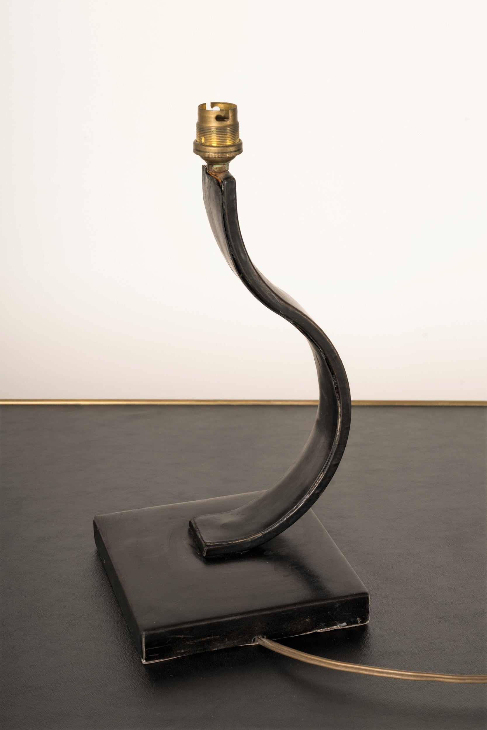 Art Deco Black Leather Table Lamp in the style of Adnet - France 1940's