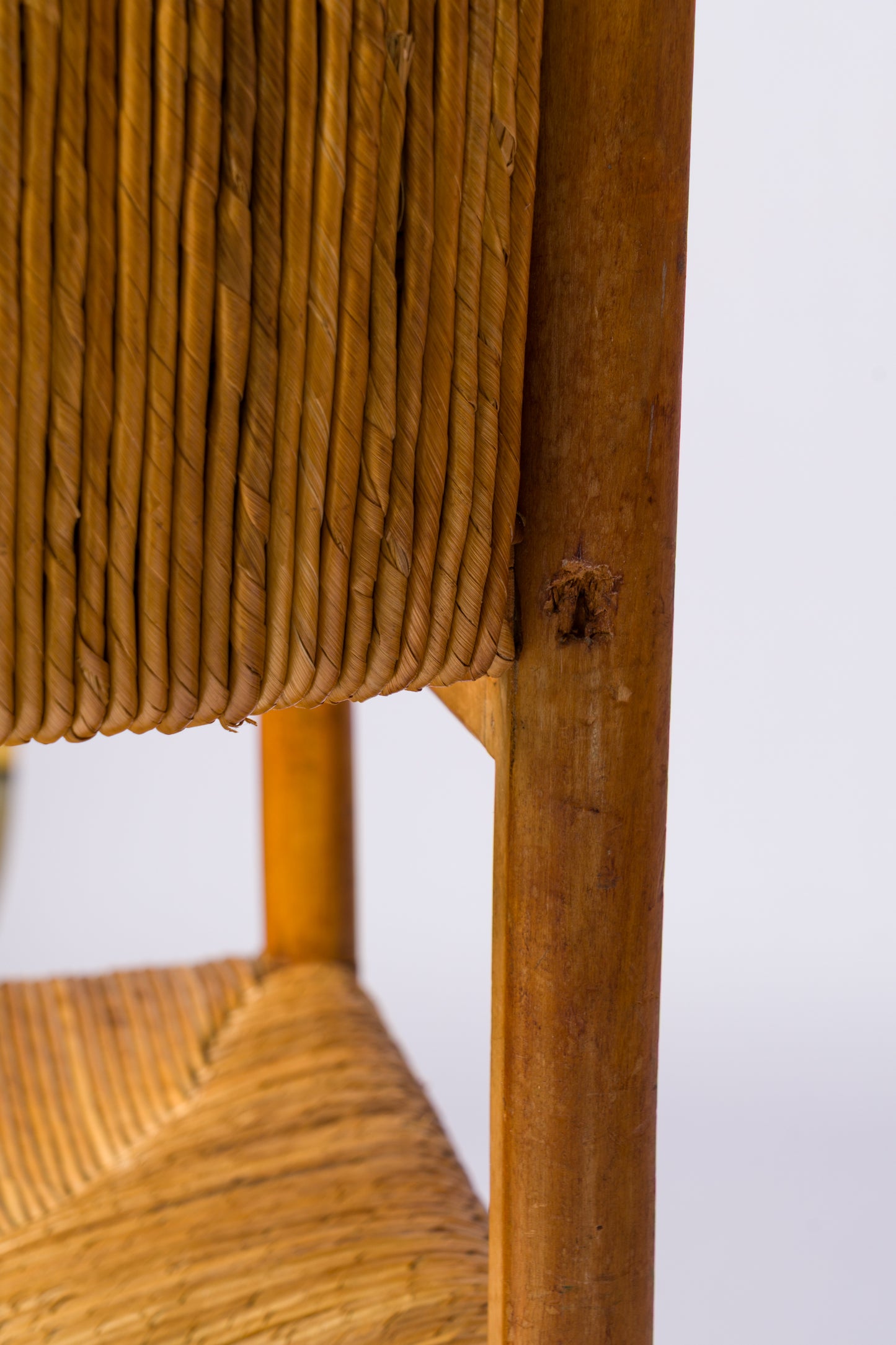 Straw & Beech Modernist Armchairs by Emanuele Rambaldi - Italy 1930's