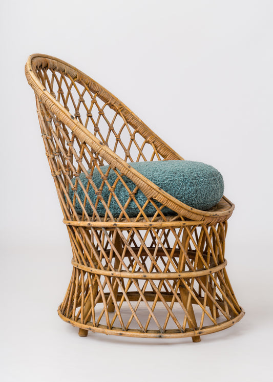 Woven Rattan "Corbeille" Bergère - France 1960s