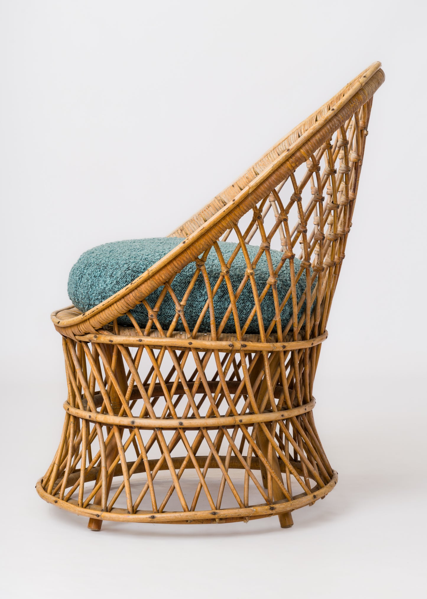 Woven Rattan "Corbeille" Bergère - France 1960s