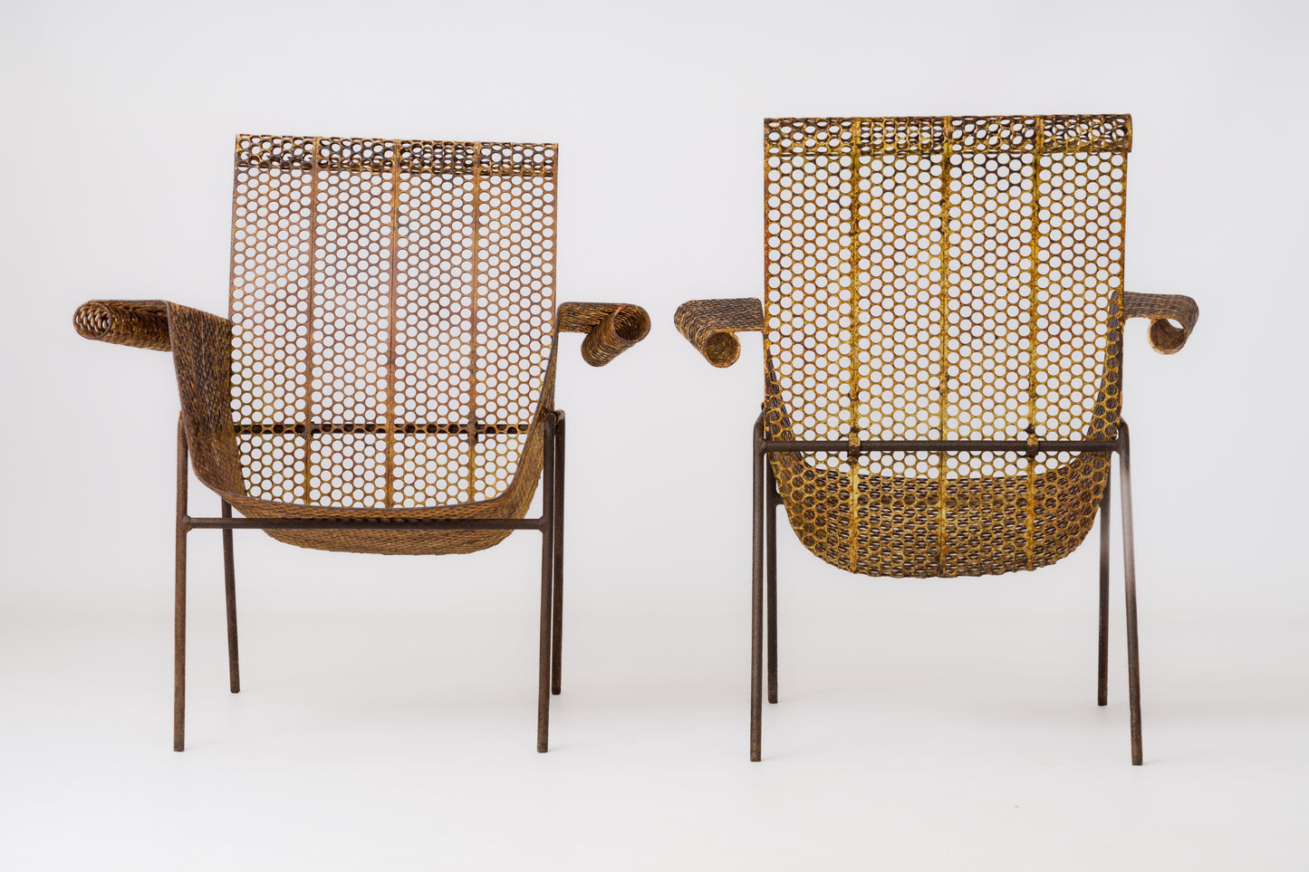 "Rigitulle" Ply Perforated Sheet Metal Armchairs by René Malaval - France 1950's