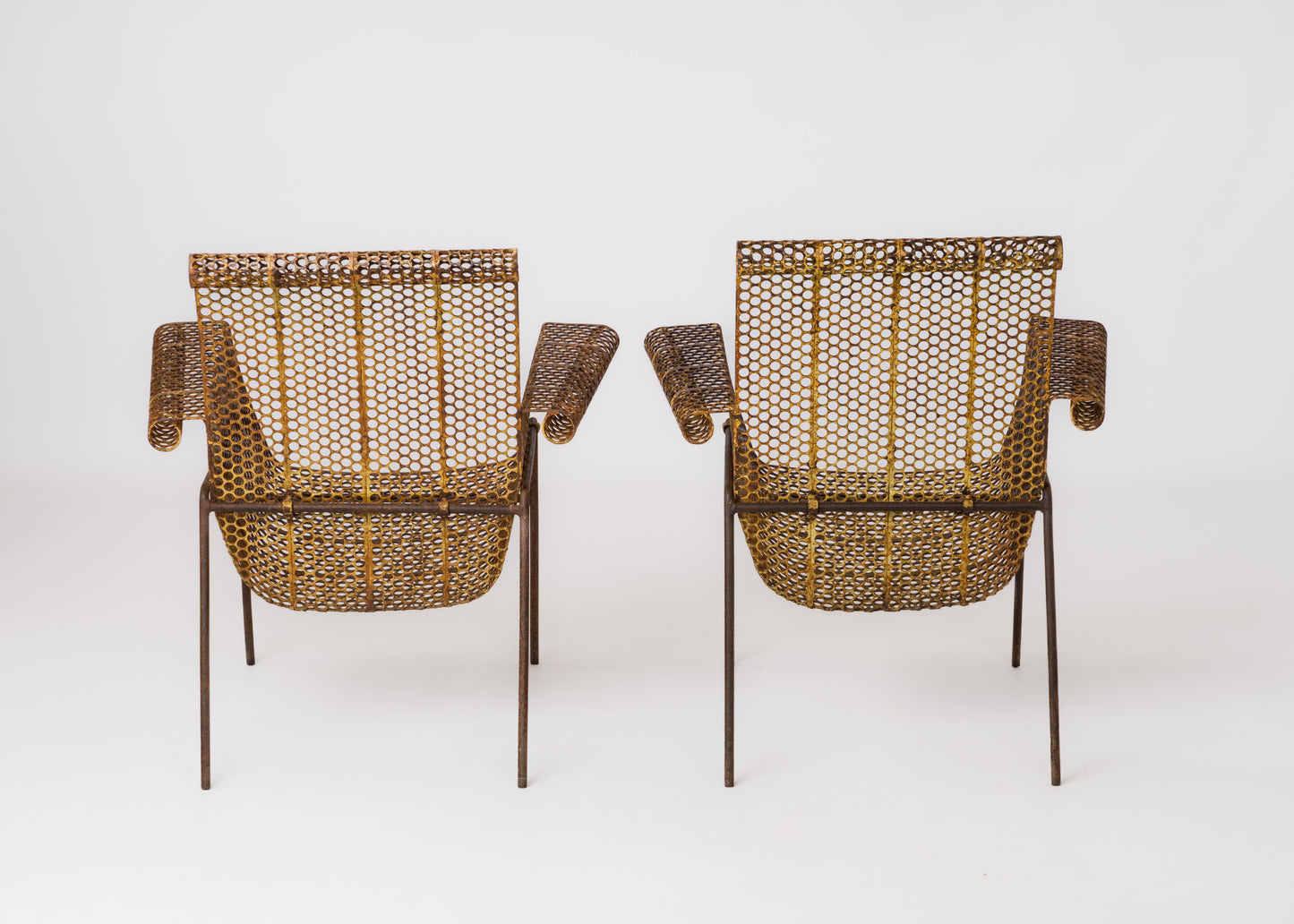 "Rigitulle" Ply Perforated Sheet Metal Armchairs by René Malaval - France 1950's