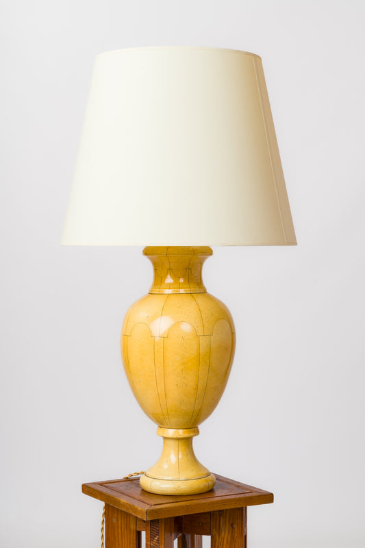 Signed Faux Ivory "Trompe l'Oeil" Table Lamp by Jean Roger - France 1980's